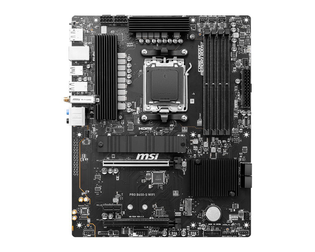 77132862 Moderkort PRO B650-S WIFI www.electricalstuff.se ElectricalStuff.se MSI PRO B650-S WIFI moderkort AMD B650 AM5-