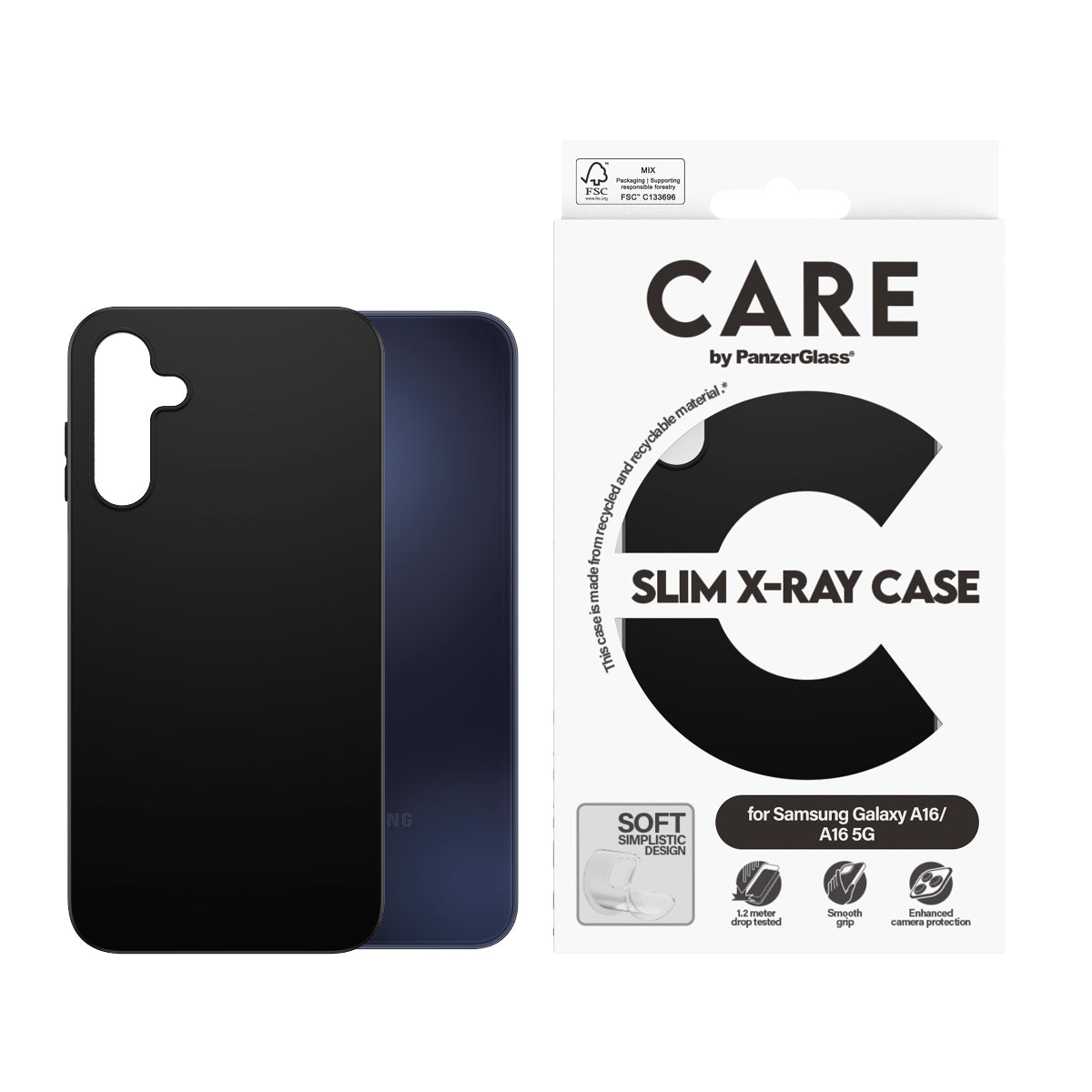 ansparent PanzerGlass 3803 5715685015021 Mobiltelefonfodral CARE by PG Fash Case Black Sam New A15 www.electricalstuff.se