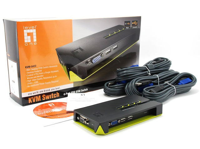 VM-switchar Svart, Grön LevelOne KVM-0422 4015867140406|5050914833619|0878742003708|878742003708 KVM-Switchar KVM-0422 www