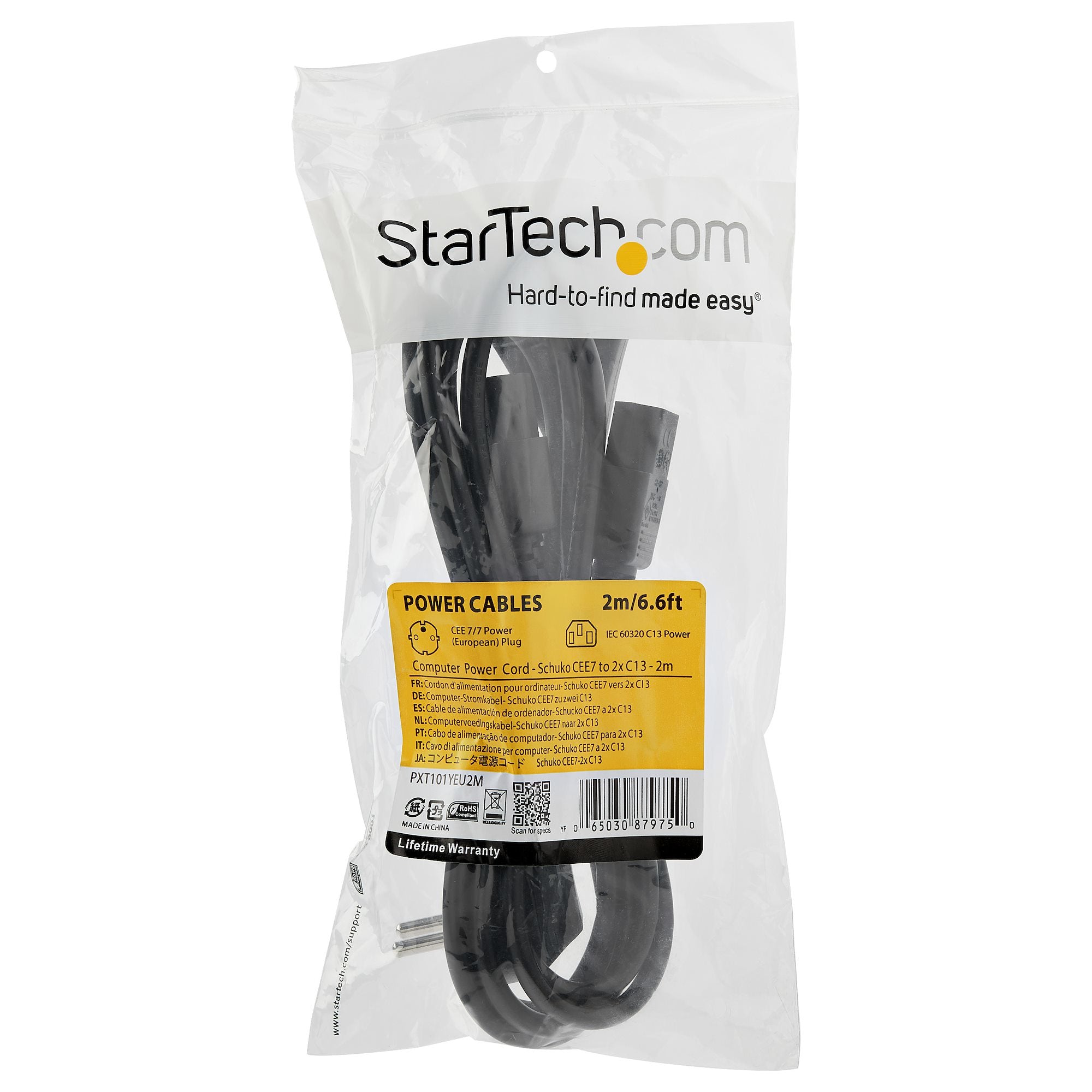 - Schuko CEE7 till 2x C13 - 2 m www.electricalstuff.se ElectricalStuff.se StarTech.com C13 strömkabel - Schuko CEE7 till 2