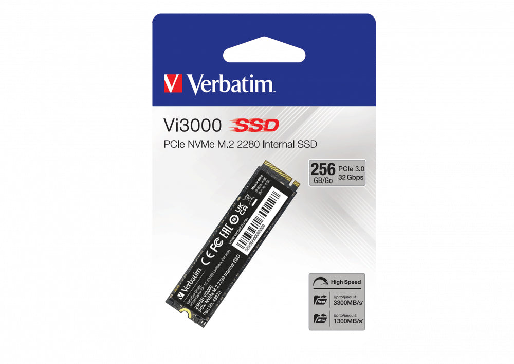 tricalStuff.se Verbatim Vi3000 256 GB M.2 PCI Express 3.0 NVMe Verbatim 49373 0023942493730|023942493730 SSD-Hårddisk Vi