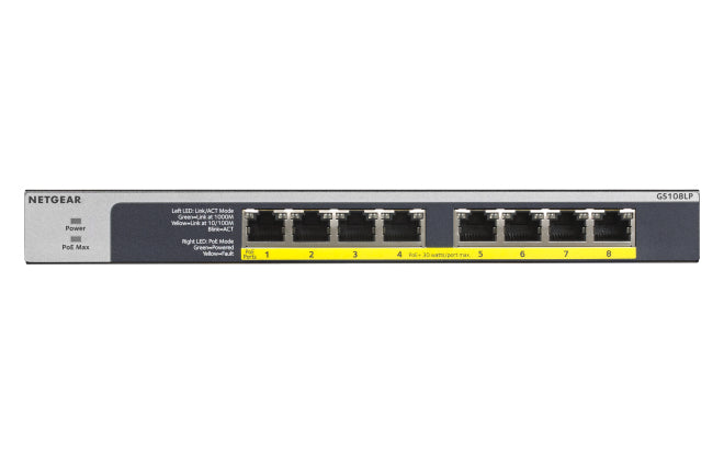 www.electricalstuff.se ElectricalStuff.se NETGEAR GS108LP Ohanterad Gigabit Ethernet (10/100/1000) Strömförsörjning via Et