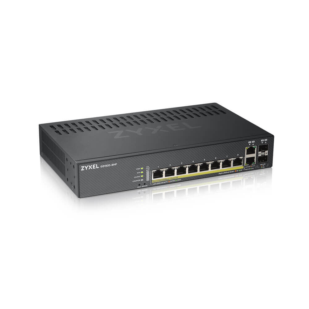 www.electricalstuff.se ElectricalStuff.se Zyxel GS1920-8HPV2 hanterad Gigabit Ethernet (10/100/1000) Strömförsörjning via