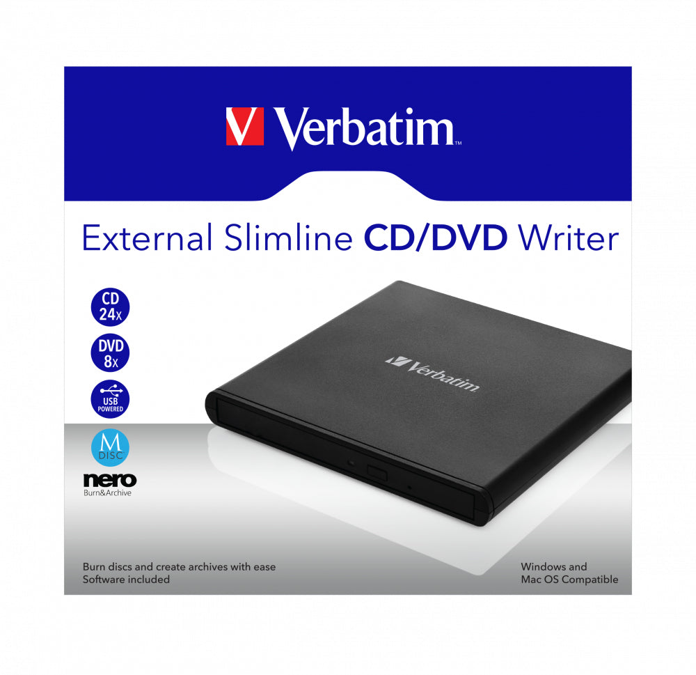 nheter External Slimline CD/DVD Writer www.electricalstuff.se ElectricalStuff.se Verbatim External Slimline CD/DVD Write