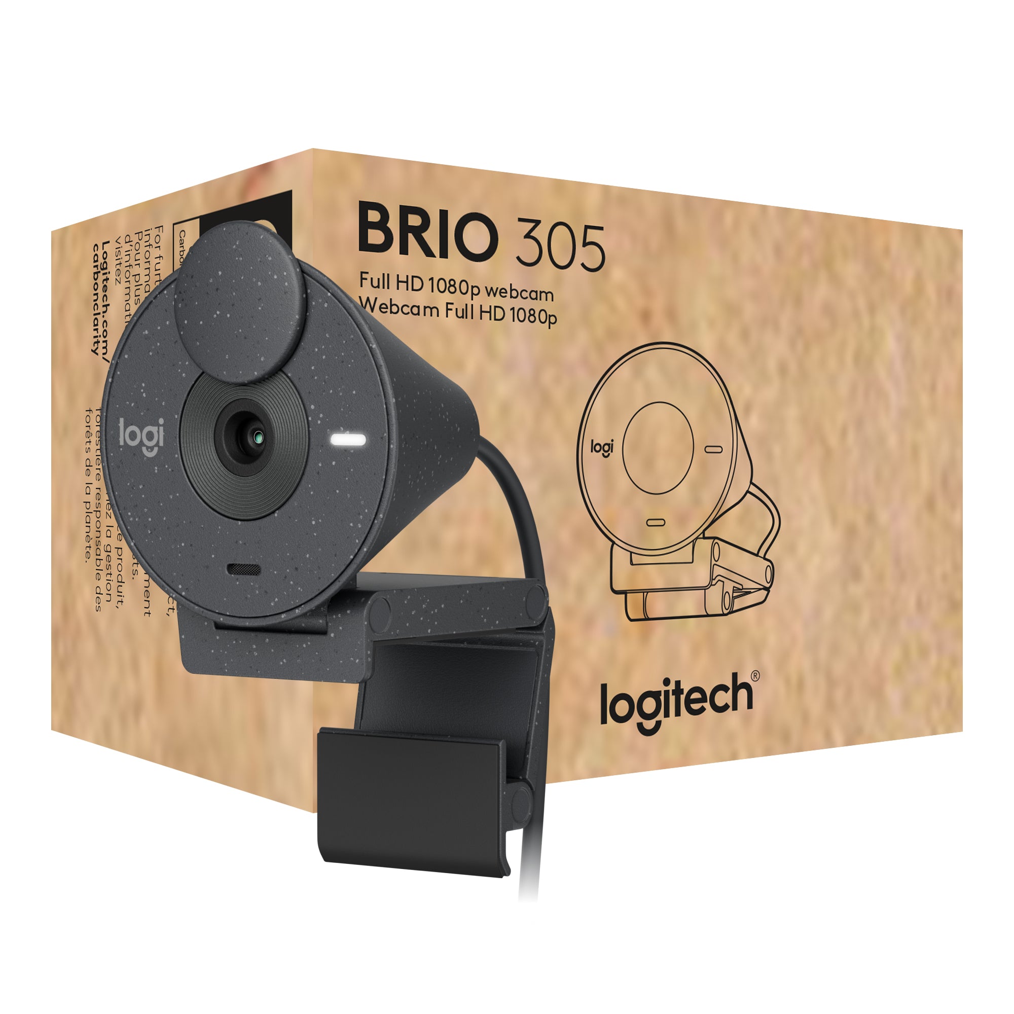 www.electricalstuff.se ElectricalStuff.se Logitech Brio 305 webbkameror 2 MP 1920 x 1080 pixlar USB-C grafit Logitech 960-
