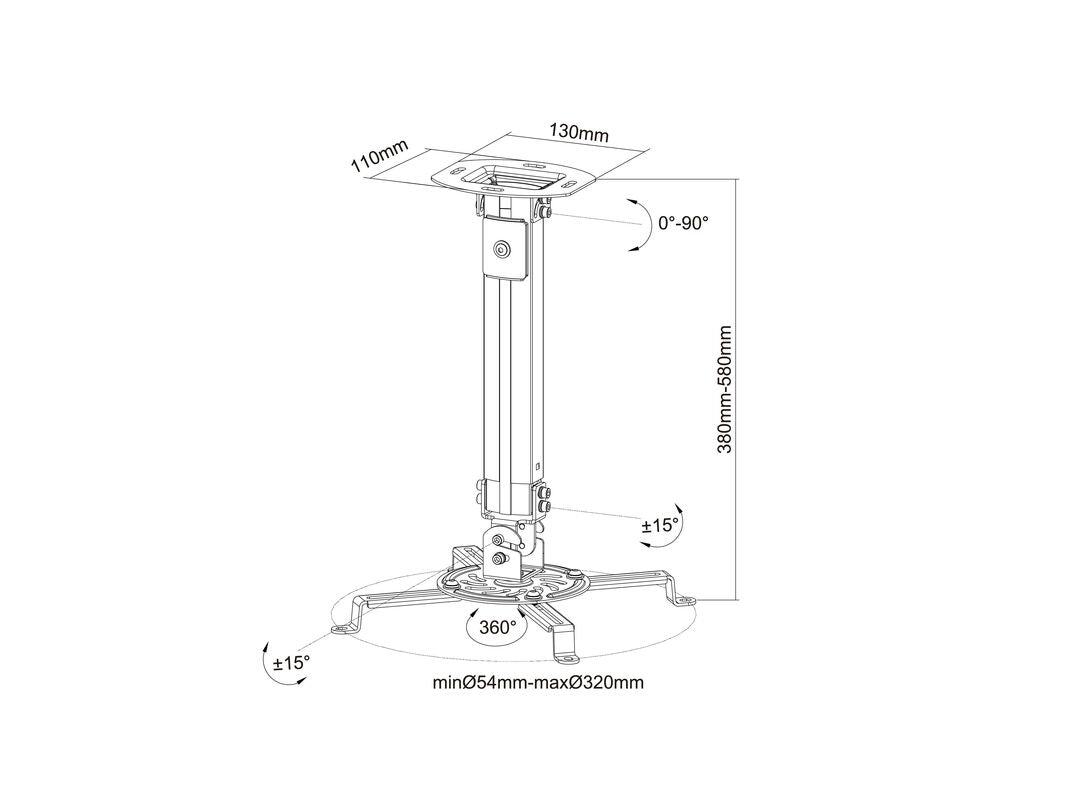 7350022730311 Projektorfästen 0311 www.electricalstuff.se ElectricalStuff.se Multibrackets 0311 projektorfästen Tak Vit