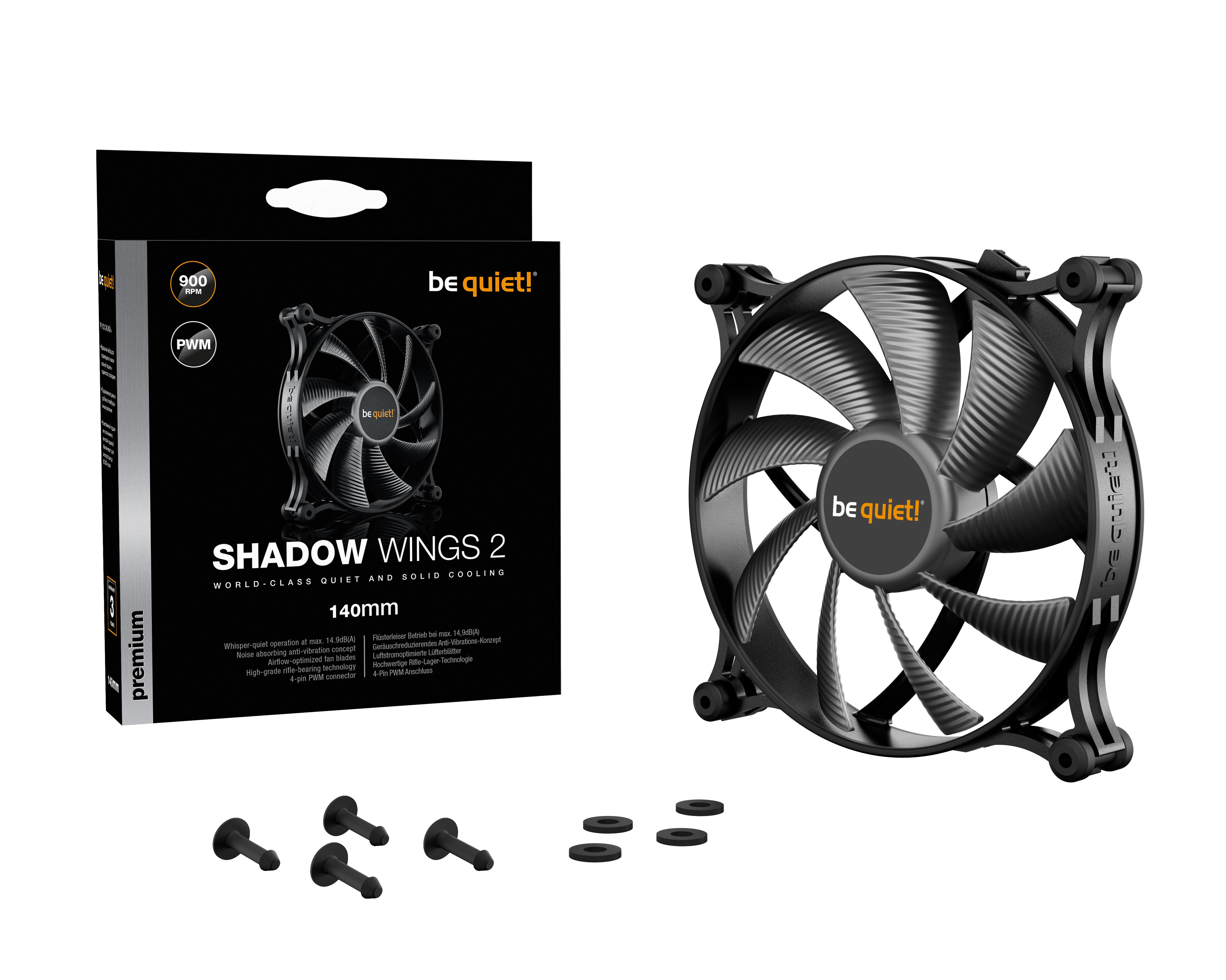 0052186893 Kylsystem för Datorer Shadow Wings 2 140mm PWM www.electricalstuff.se ElectricalStuff.se be quiet! Shadow Win