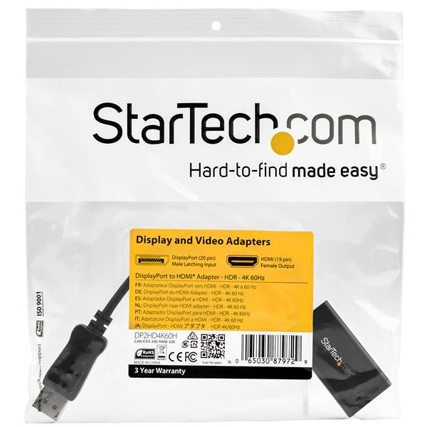 K60H 0065030879729|065030879729 Videokabeladaptrar DisplayPort till HDMI-adapter med HDR - 4K 60 Hz - Svart www.electrical