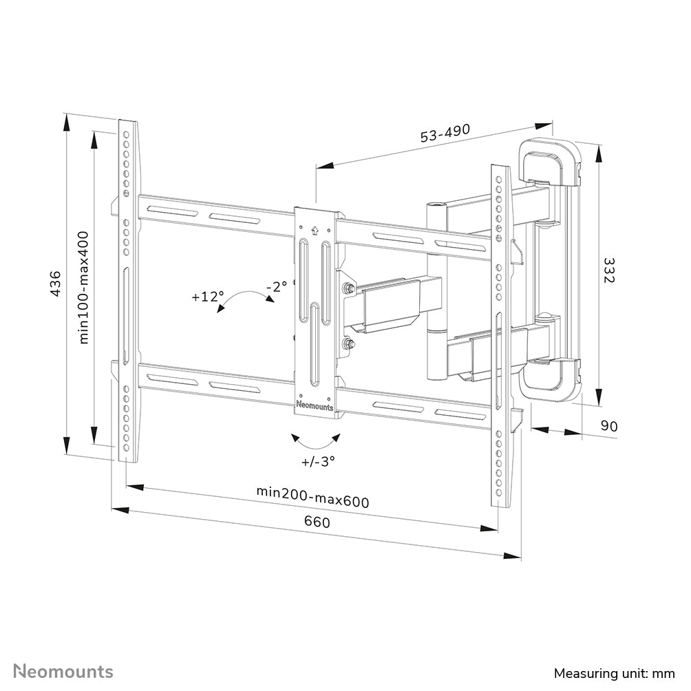 165,1 cm (65") Svart Neomounts WL40-550BL16 8717371448745 TV-fästen WL40-550BL16 www.electricalstuff.se ElectricalStuff.s