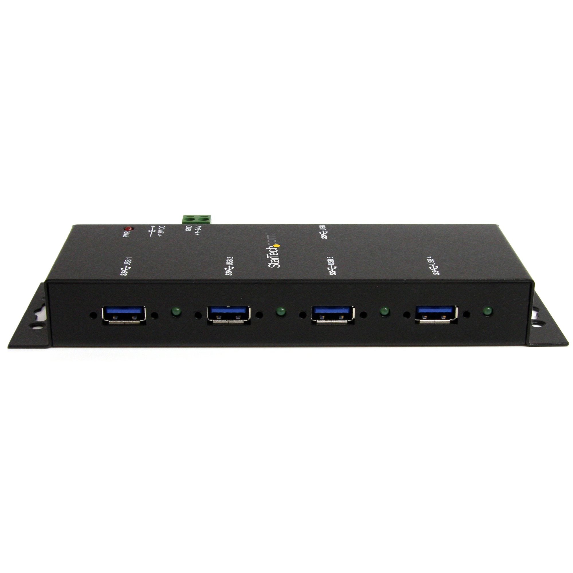 B 3.0-hubb med 4 portar - 5Gbps - Industriell USB-A-hubb i metall - USB-datahubb som kan monteras på vägg eller skrivbord -
