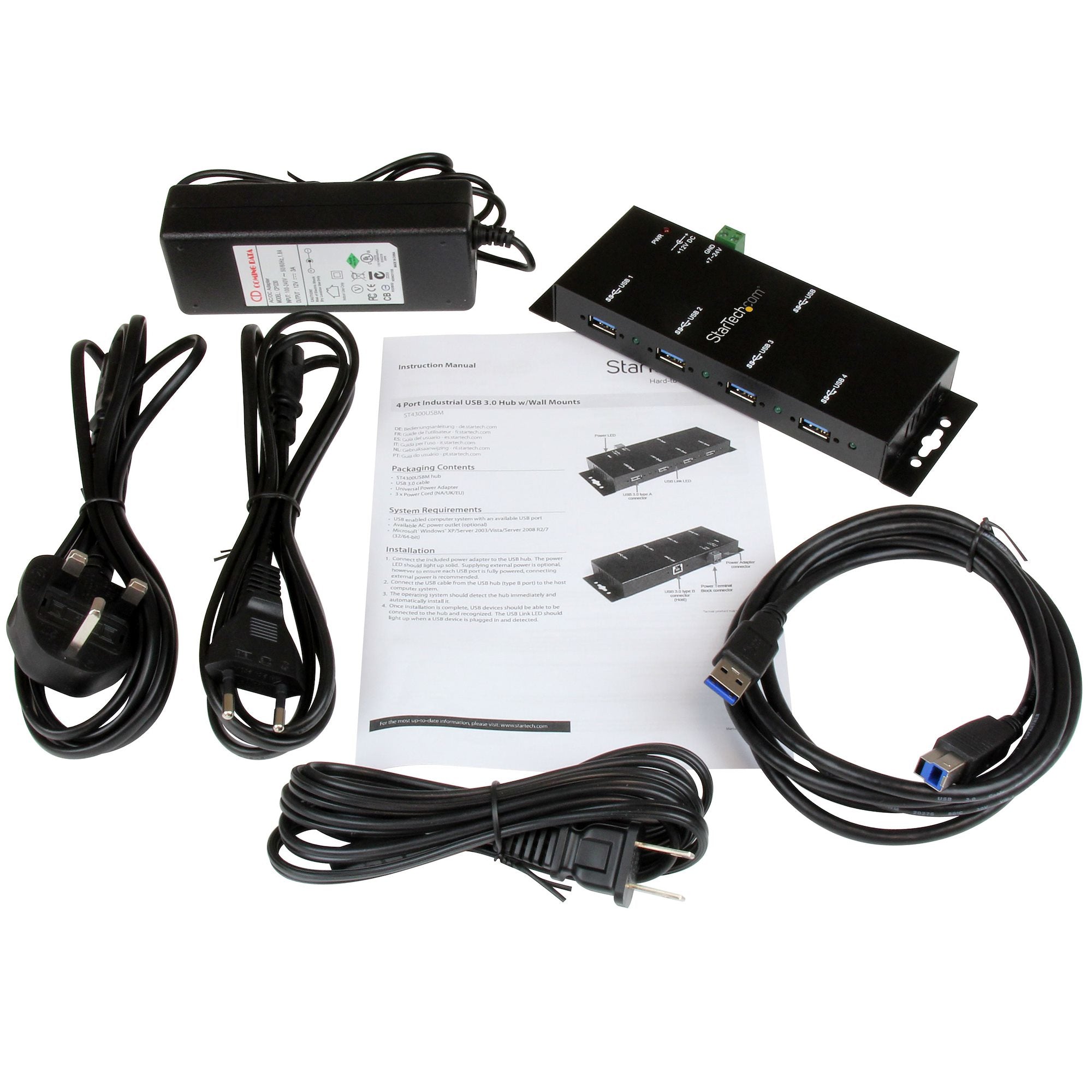 calstuff.se ElectricalStuff.se StarTech.com USB 3.0-hubb med 4 portar - 5Gbps - Industriell USB-A-hubb i metall - USB-data
