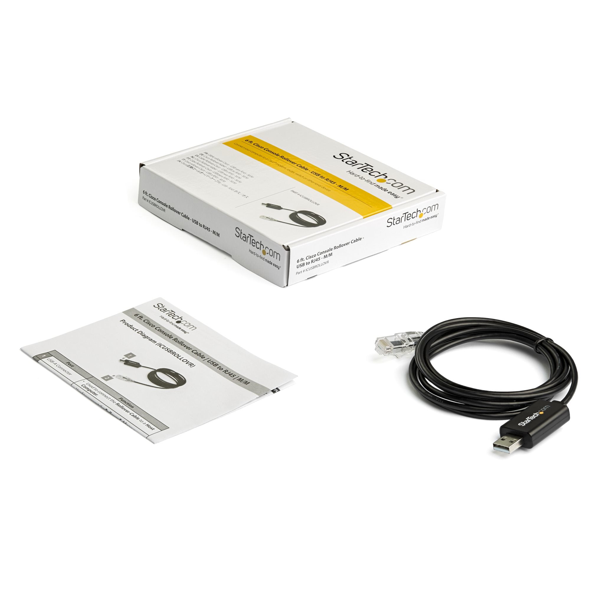 se StarTech.com 1,8 m Cisco USB-konsolkabel - USB till RJ45 StarTech.com ICUSBROLLOVR 0065030880459|065030880459 Kabelomva
