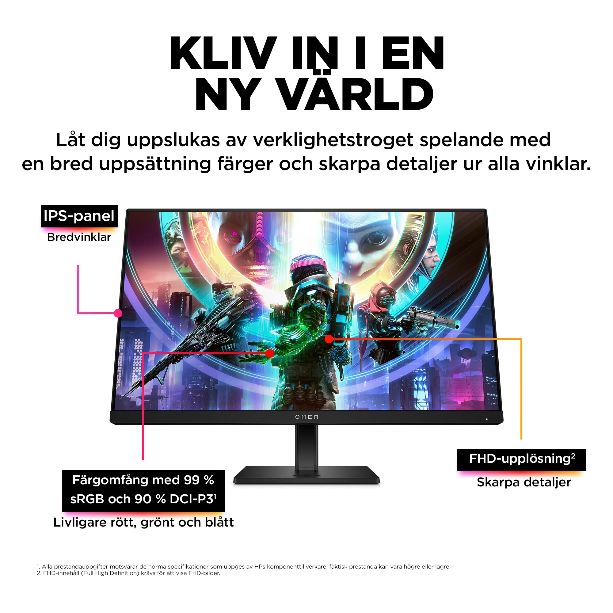 N 23,8 tum FHD 165 Hz Gaming-skärm – OMEN 24 www.electricalstuff.se ElectricalStuff.se HP OMEN 23,8 tum FHD 165 Hz Gaming-