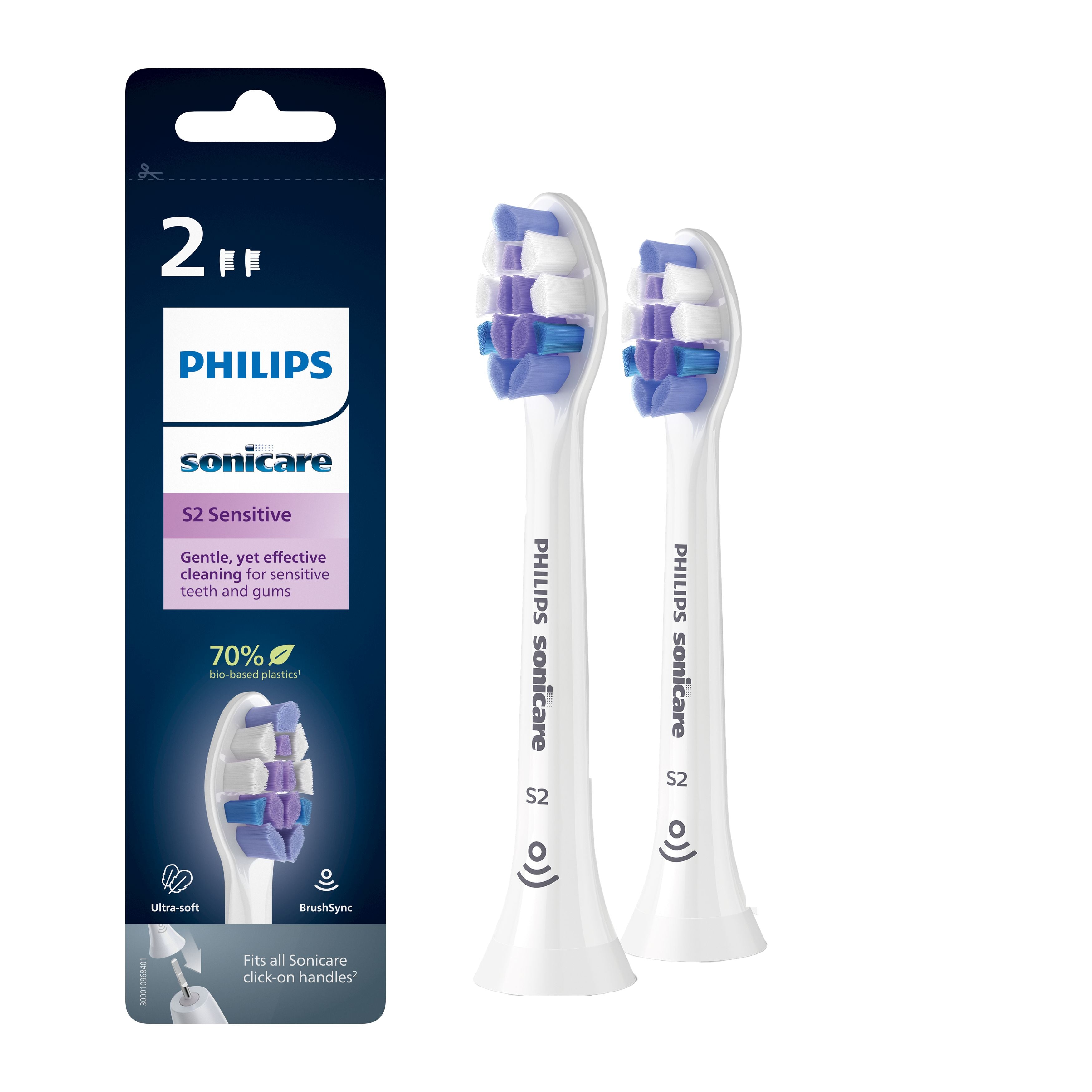 www.electricalstuff.se ElectricalStuff.se Philips S2 Sensitive HX6052/10 2x Soniska tandborsthuvuden - Vit Philips HX6052/