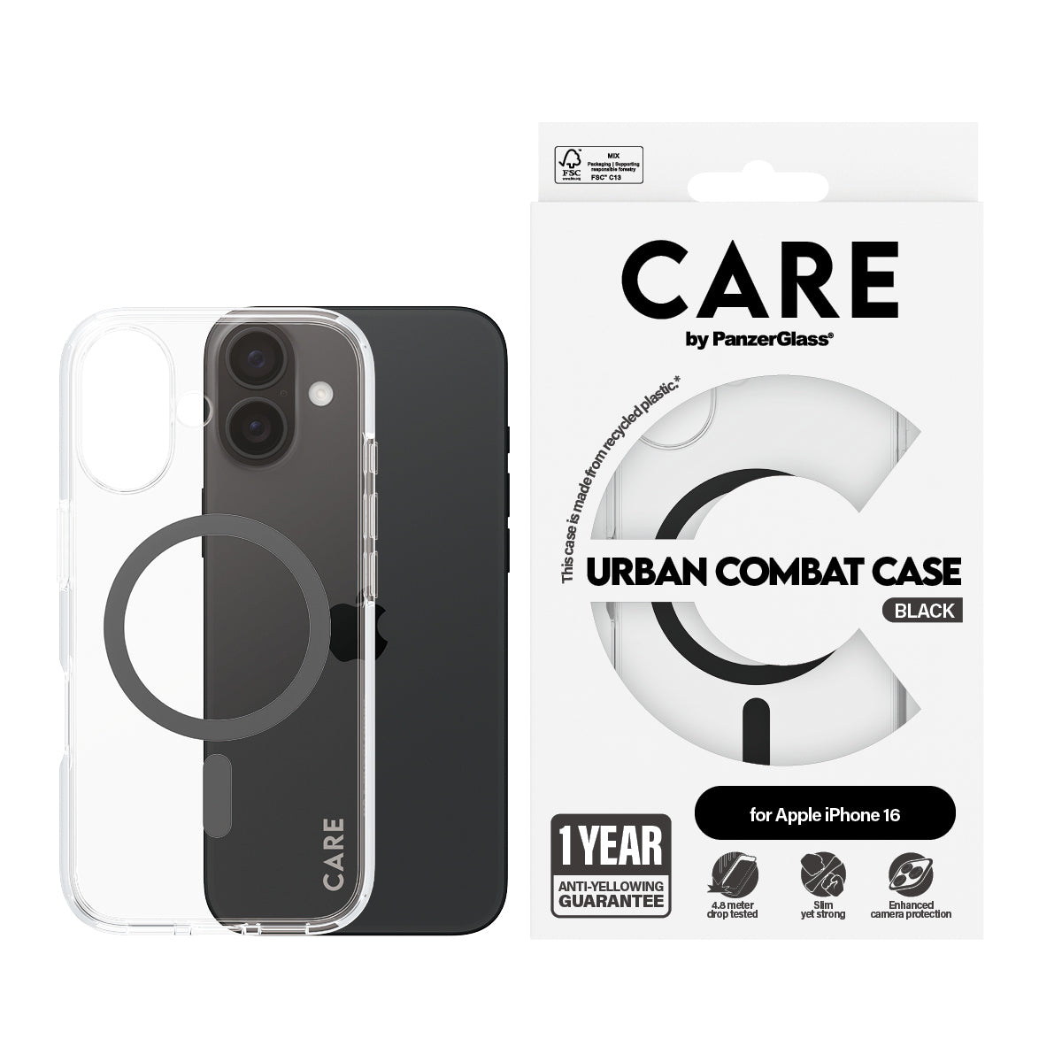 parent PanzerGlass 1345 5715685004117 Mobiltelefonfodral CARE by PG BLK MagSafe iPhone16 6.1 www.electricalstuff.se Electr
