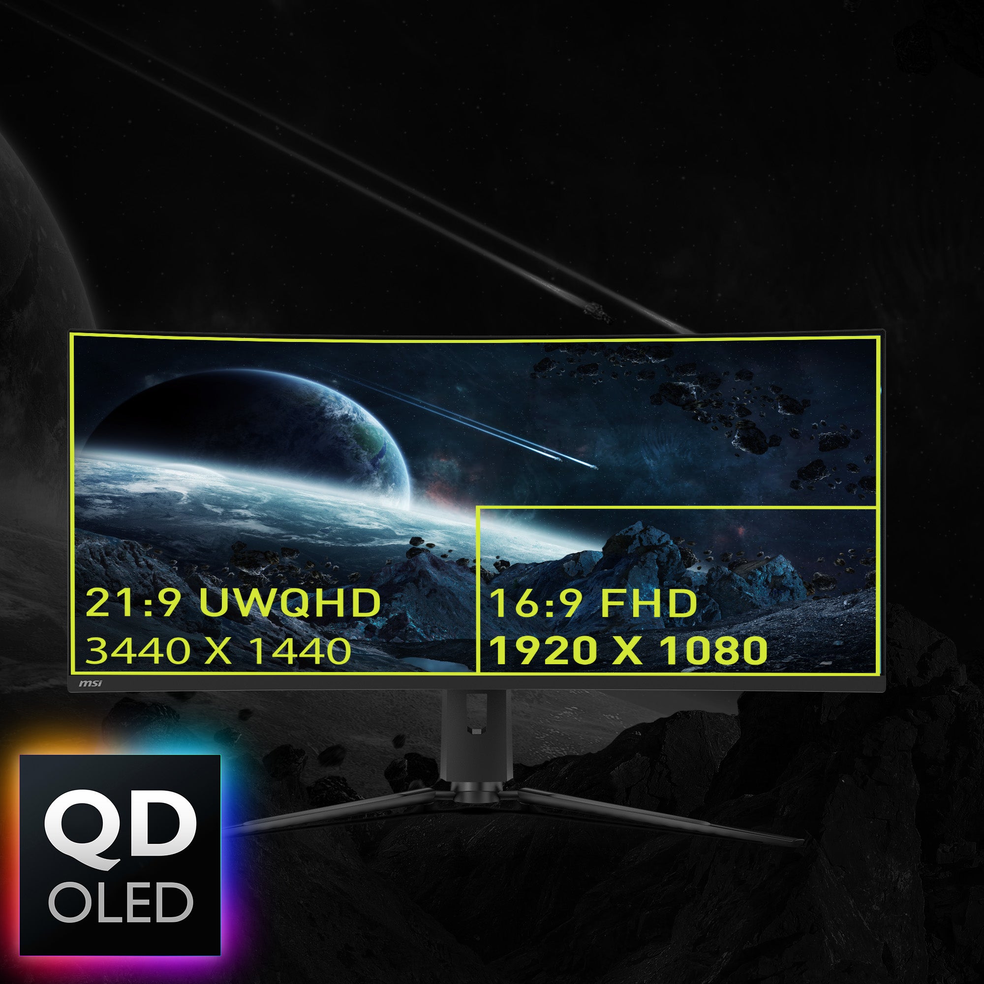 atta pc-skärmar 86,4 cm (34") 3440 x 1440 pixlar UltraWide Quad HD Svart MSI MAG 341CQPDE QD-OLED 4711377143875 Platta Pc-Sk