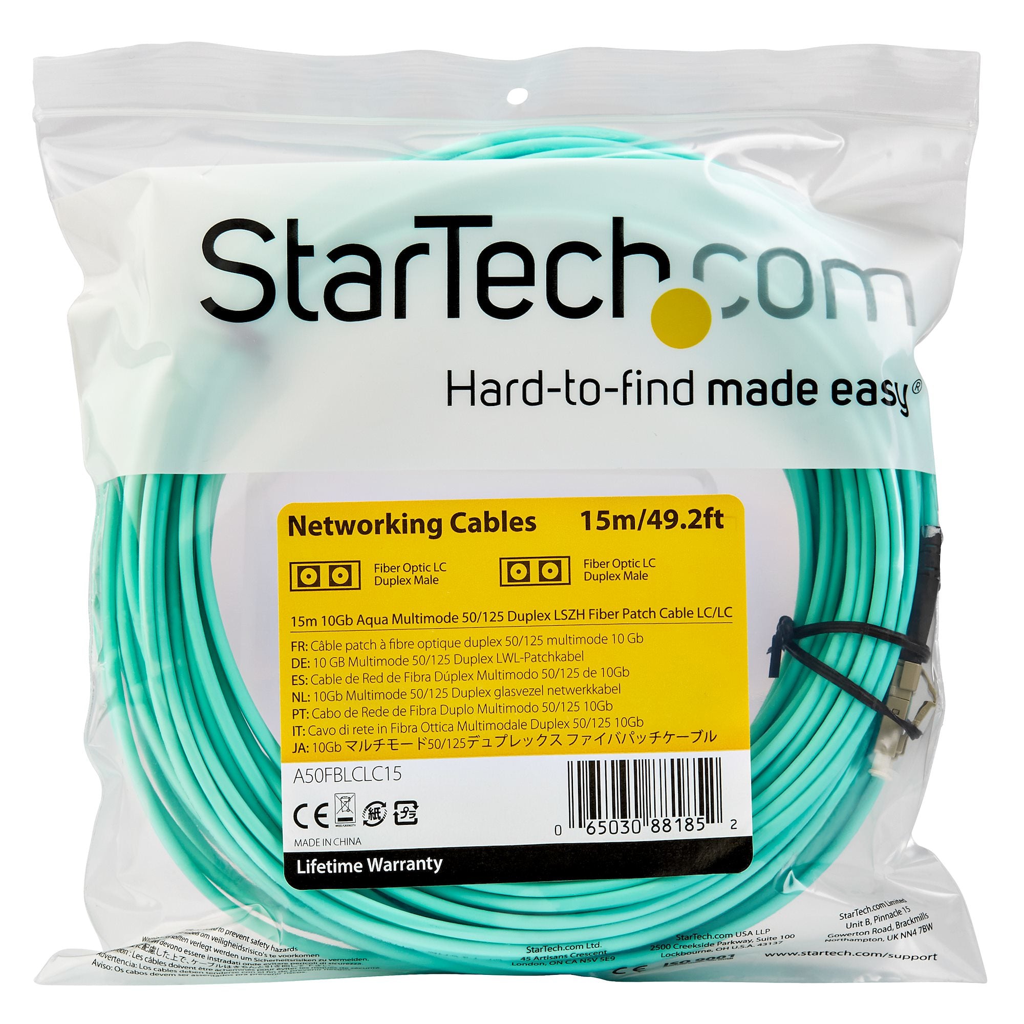 m OM3 LC till LC-multiläge duplex fiberoptisk patchkabel StarTech.com A50FBLCLC15 0065030881852|065030881852 InfiniBand och