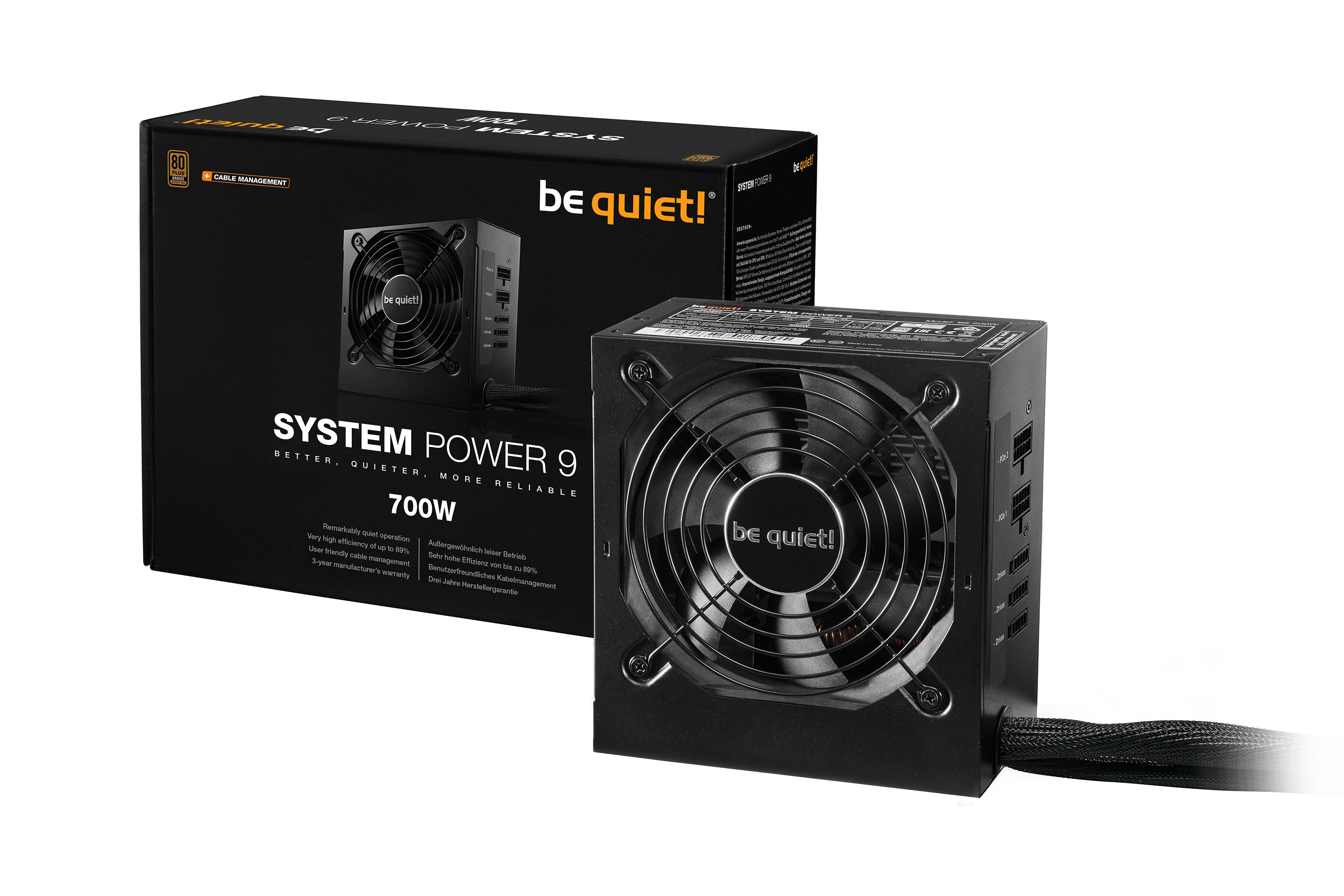 .se be quiet! System Power 9 | 700W CM strömförsörjningsenheter 20+4 pin ATX ATX Svart be quiet! BN303 4260052187241 Ström
