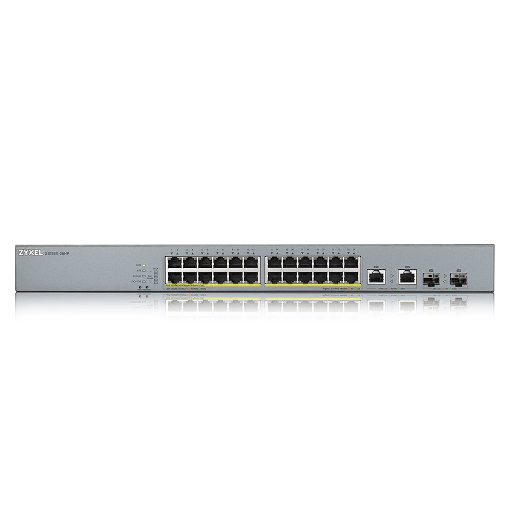 terad L2 Gigabit Ethernet (10/100/1000) Strömförsörjning via Ethernet (PoE) stöd Grå Zyxel GS1350-26HP-EU0101F 4718937604463