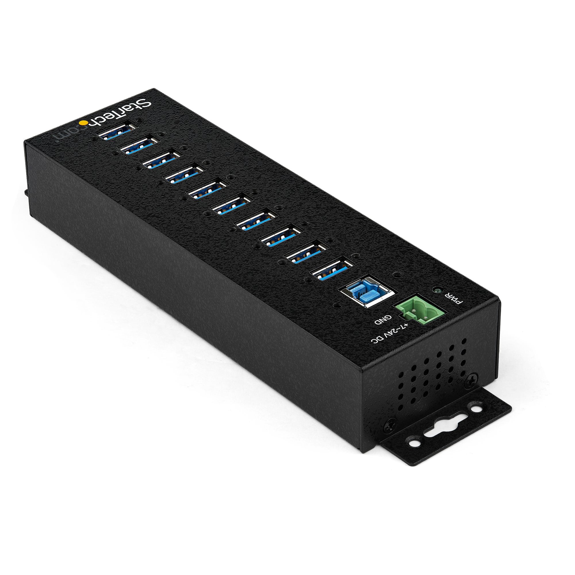 i metall med ESD- och 350 W överspänningsskydd - Monterbar på DIN-skena/vägg/skrivbord - Höghastighets USB 3.2 Gen 1 (5Gbps