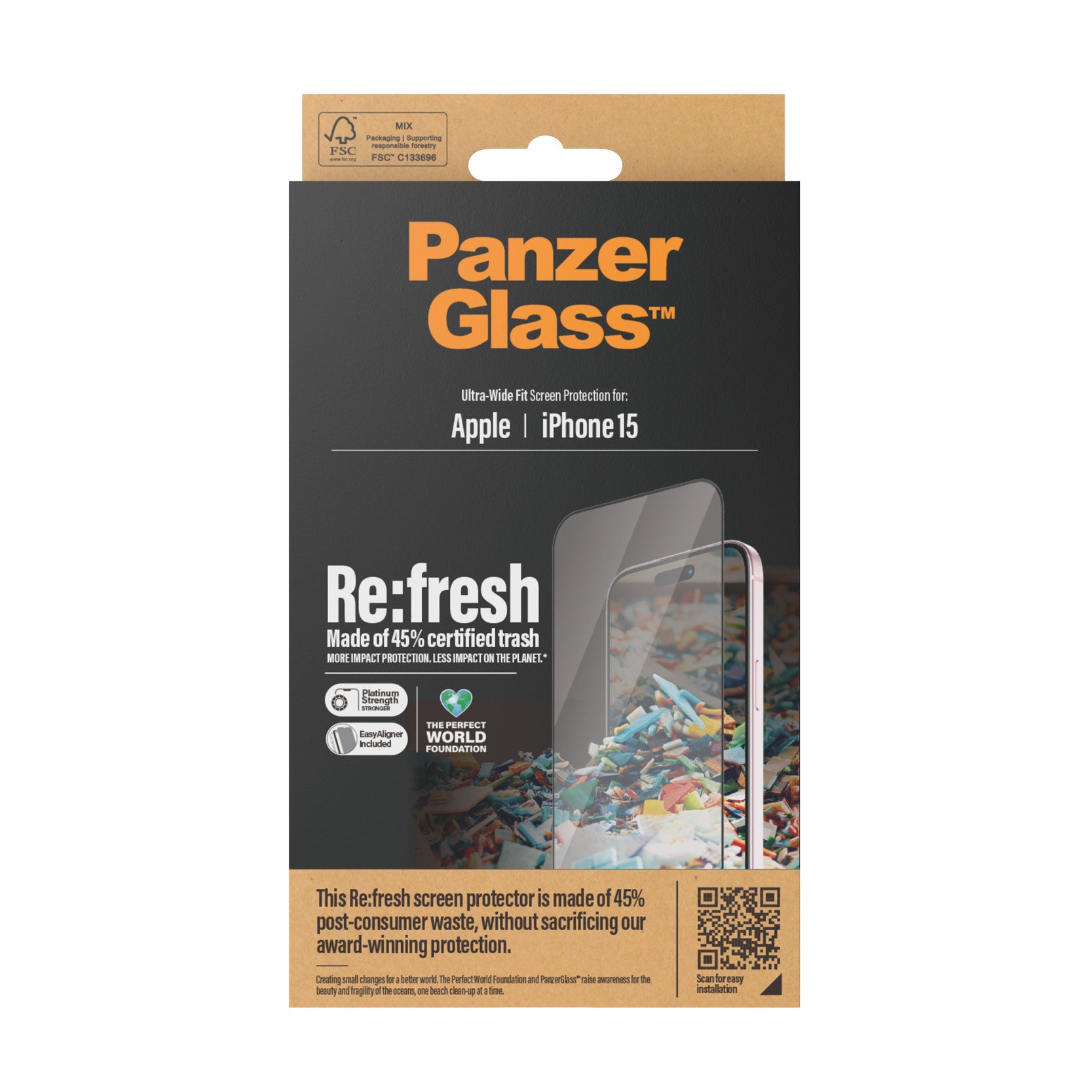 alstuff.se ElectricalStuff.se PanzerGlass UWF Refresh with 45% rec. Glas Genomskinligt skärmskydd Apple 1 styck PanzerGlas