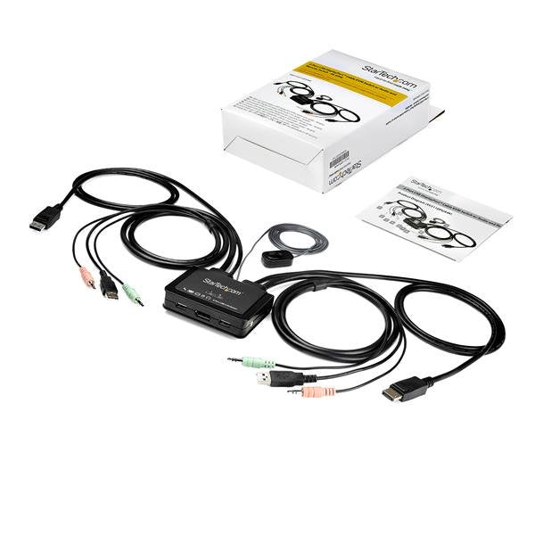 com SV211DPUA4K 0065030882156|065030882156 KVM-Switchar 2 Port USB 4K60Hz DisplayPort KVM-switch med inbyggda kablar www.e