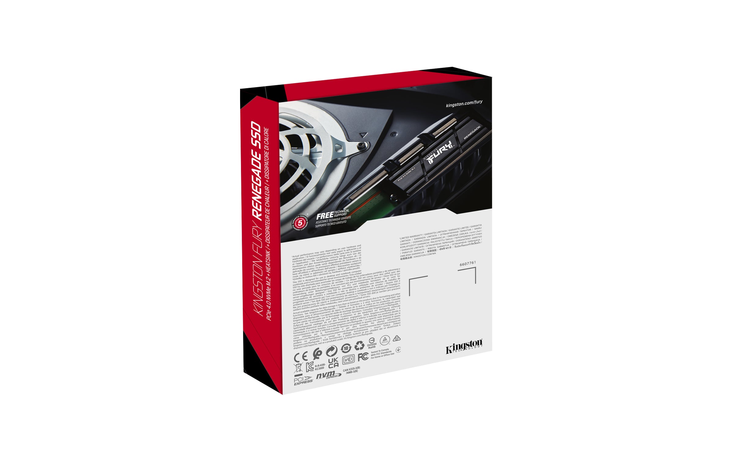 PCI Express 4.0 NVMe 3D TLC Kingston Technology SFYRSK/1000G 0740617331073|740617331073 SSD-Hårddisk FURY Renegade www.ele