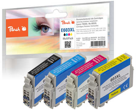 www.electricalstuff.se ElectricalStuff.se Peach PI200-848 bläckpatroner 4 styck Kompatibel Svart, Cyan, Magenta, Gul Peach
