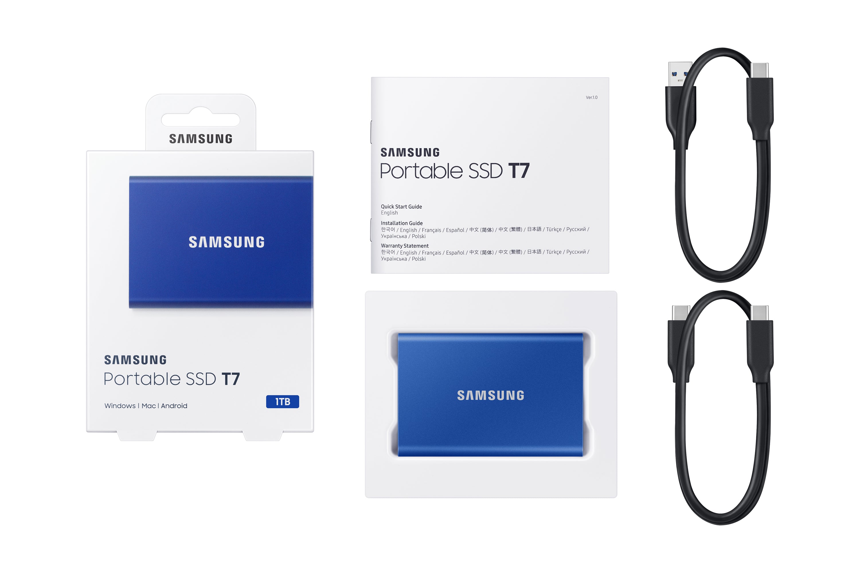 .2 Gen 2 (3.1 Gen 2) Blå Samsung MU-PC1T0H/WW 8806090312410|0887276396972|887276396972 Externa SSD-Hårddiskar Portable SSD