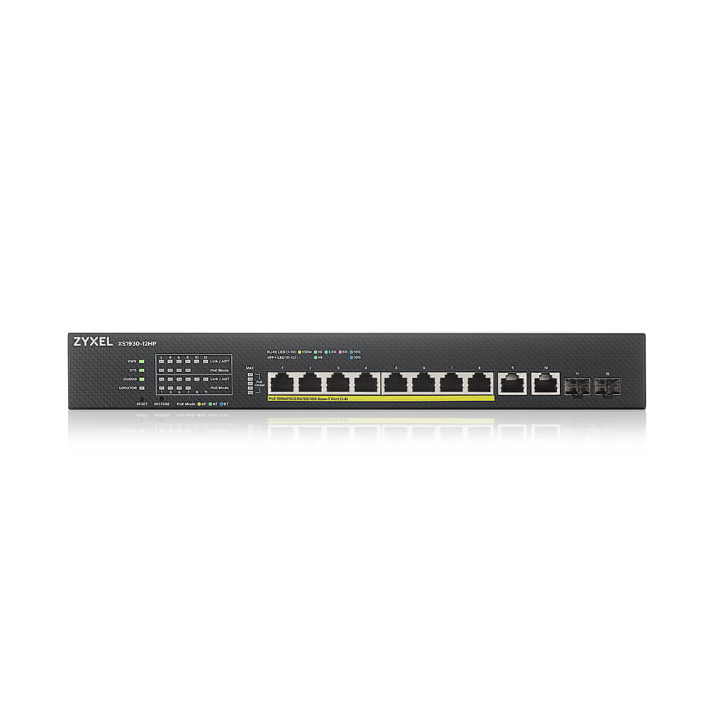 0000) Strömförsörjning via Ethernet (PoE) stöd Svart Zyxel XS1930-12HP-ZZ0101F 4718937605262 Nätverksswitchar XS1930-12HP-
