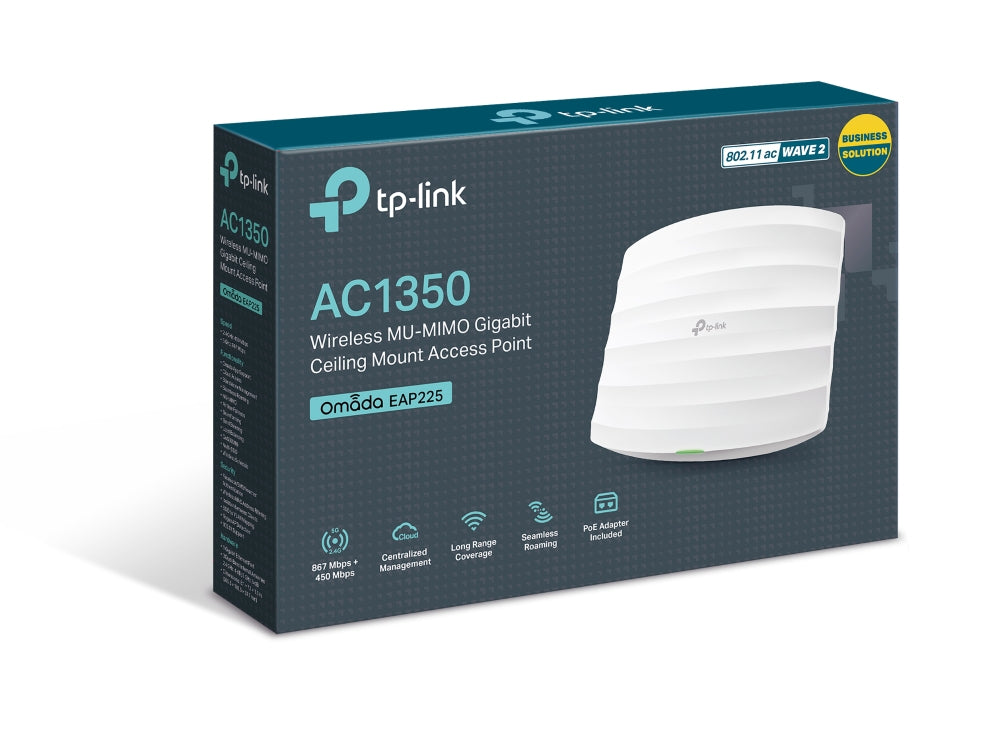 e ElectricalStuff.se TP-Link Omada EAP225 access-punkter för trådlösa nätverk 1350 Mbit/s Vit Strömförsörjning via Etherne