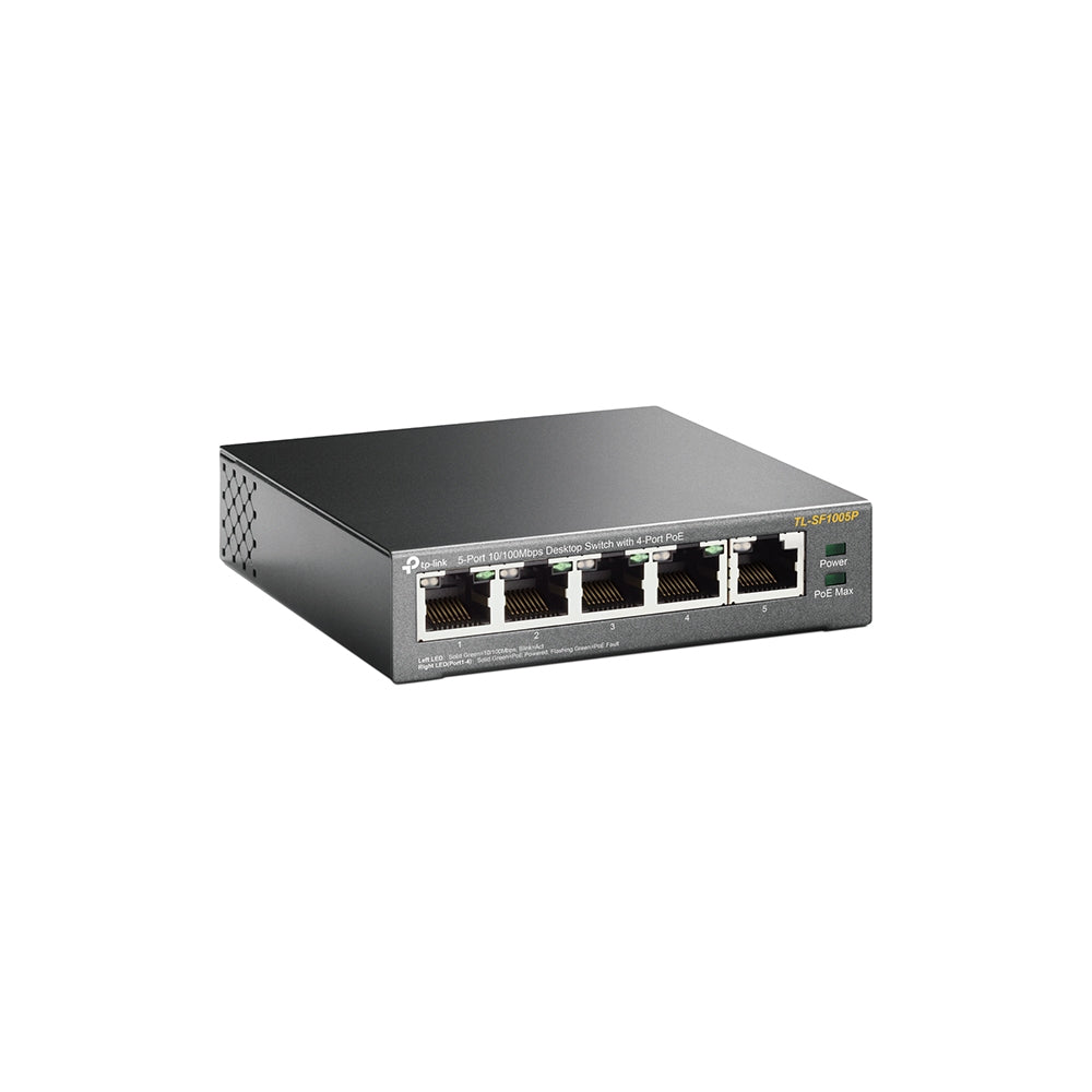 rjning via Ethernet (PoE) stöd Svart TP-Link TL-SF1005P Nätverksswitchar TL-SF1005P www.electricalstuff.se ElectricalStuf