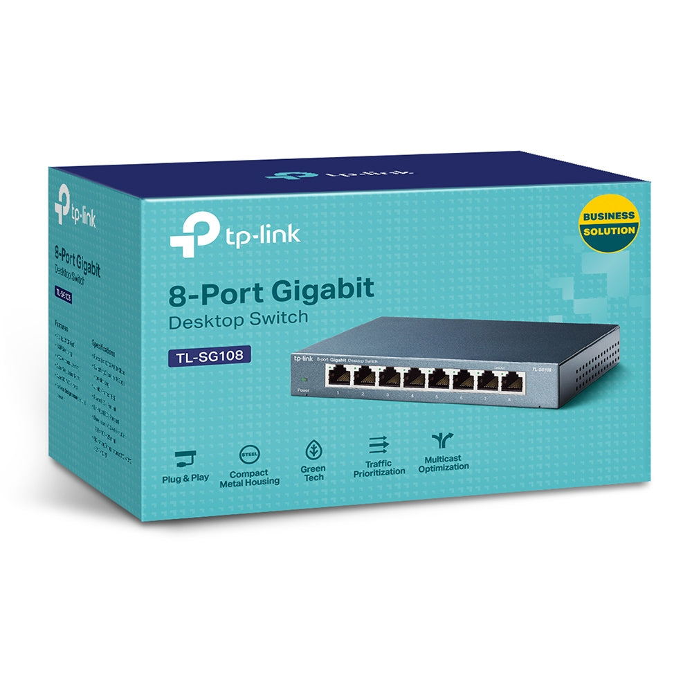 Stuff.se TP-Link TL-SG108 nätverksswitchar Ohanterad L2 Gigabit Ethernet (10/100/1000) Svart TP-Link TL-SG108 859297808672