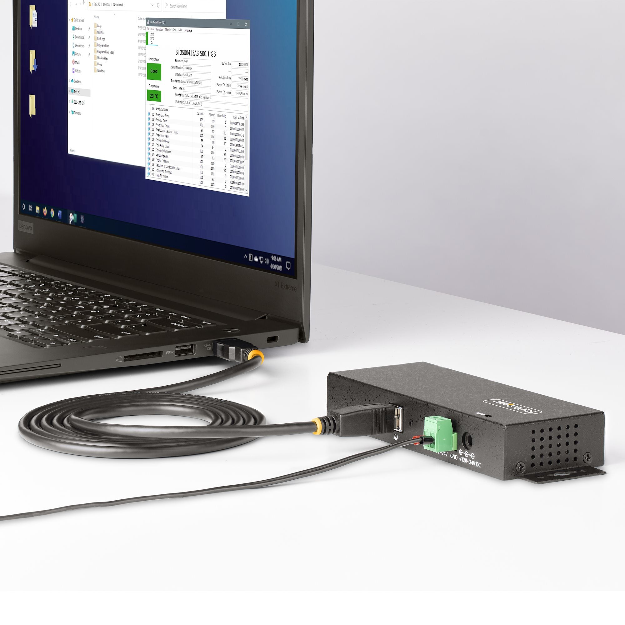 nningsskydd, monterbar på vägg/skrivbord/skena, USB 3.0/3.1/3.2 Gen 1 5 Gbps Anslut och hantera upp till sju USB Type A-enhe