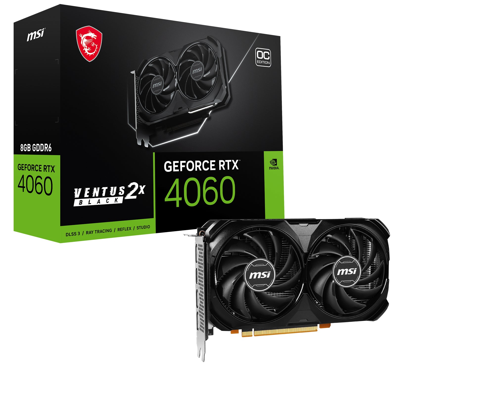 www.electricalstuff.se ElectricalStuff.se MSI VENTUS GEFORCE RTX 4060 2X BLACK 8G OC grafikkort NVIDIA 8 GB GDDR6 MSI GEFO