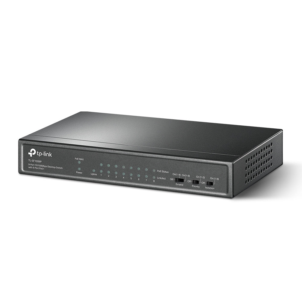 rjning via Ethernet (PoE) stöd Svart TP-Link TL-SF1009P 6935364052973|6935364052966|0845973099909|845973099909 Nätverksswitc