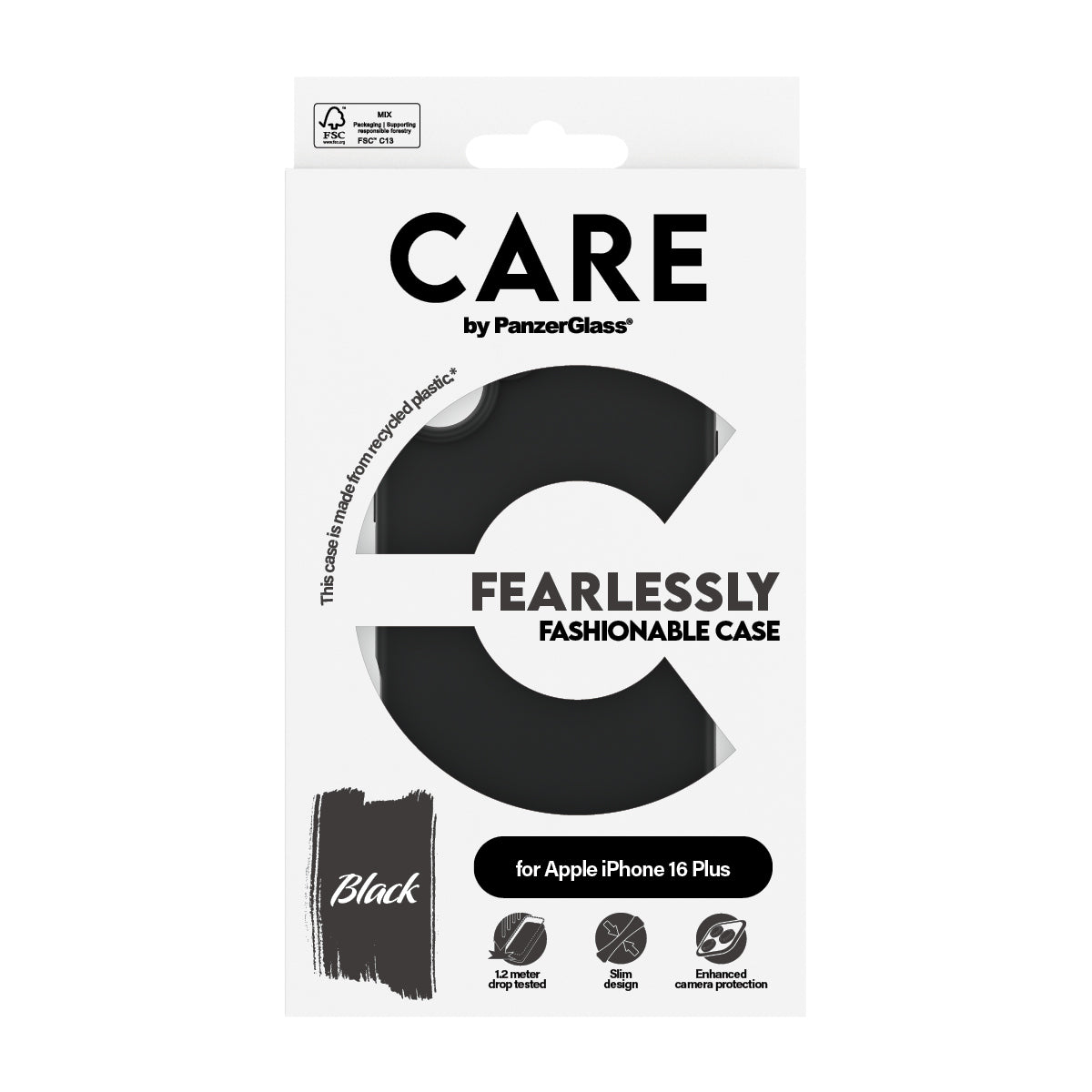 anzerGlass CARE by PG BLK iPhone16 6.7 mobiltelefonfodral Omslag Transparent PanzerGlass 1395 5715685004612 Mobiltelefonfodr