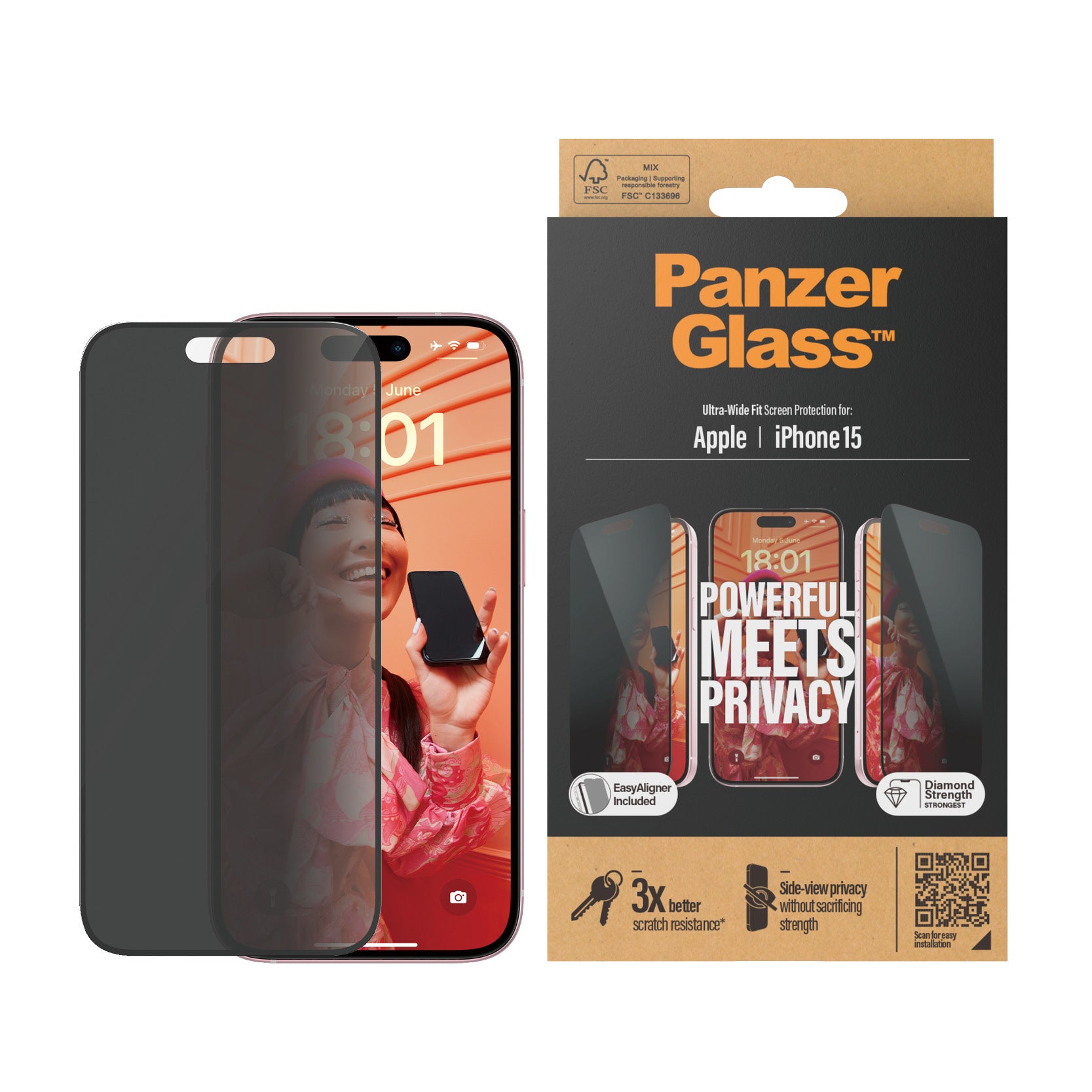 rGlass P2809 5711724128097 Skärm- och Baksidesskydd till Mobiltelefoner Ultra Wide Fit Privacy www.electricalstuff.se Elec