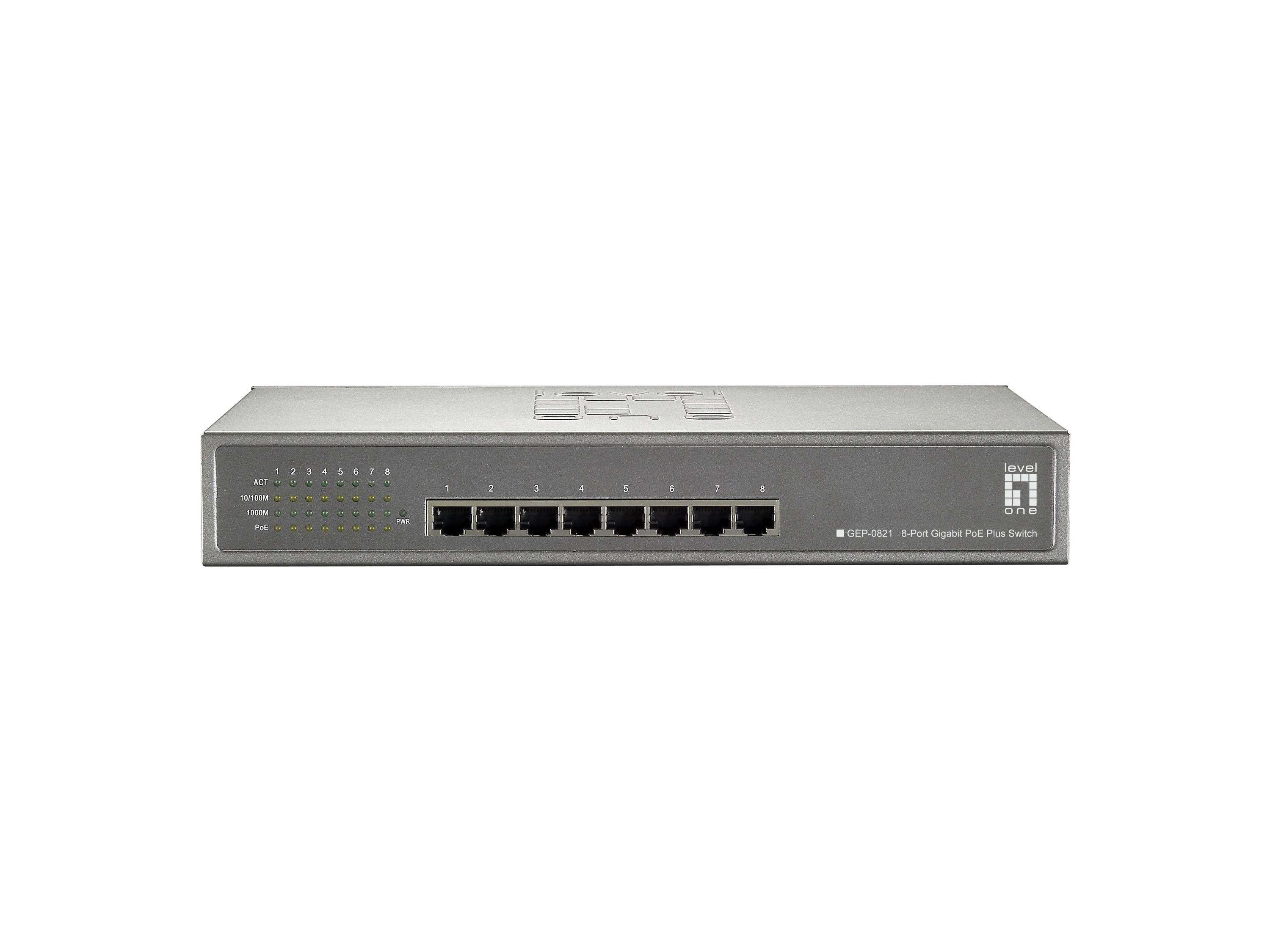 ing via Ethernet (PoE) stöd Grå LevelOne GEP-0821 4015867163849|0777785857791|777785857791 Nätverksswitchar GEP-0821 www.e