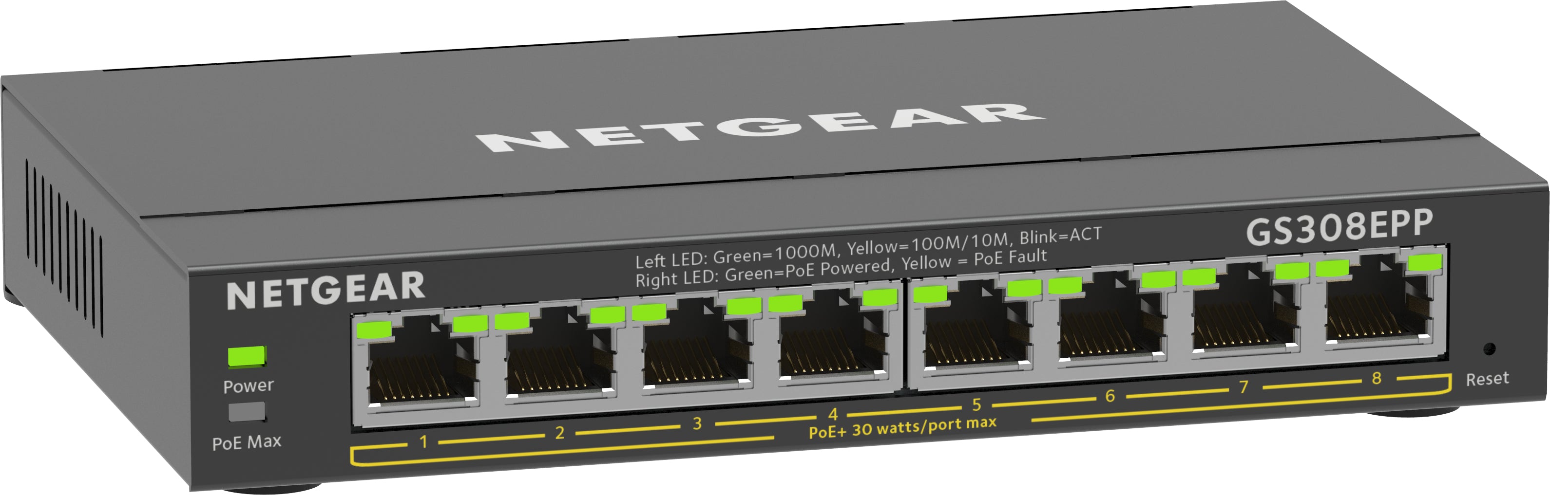 tuff.se ElectricalStuff.se NETGEAR 8-Port Gigabit Ethernet High-Power PoE+ Plus Switch (GS308EPP) hanterad L2/L3 Gigabit E