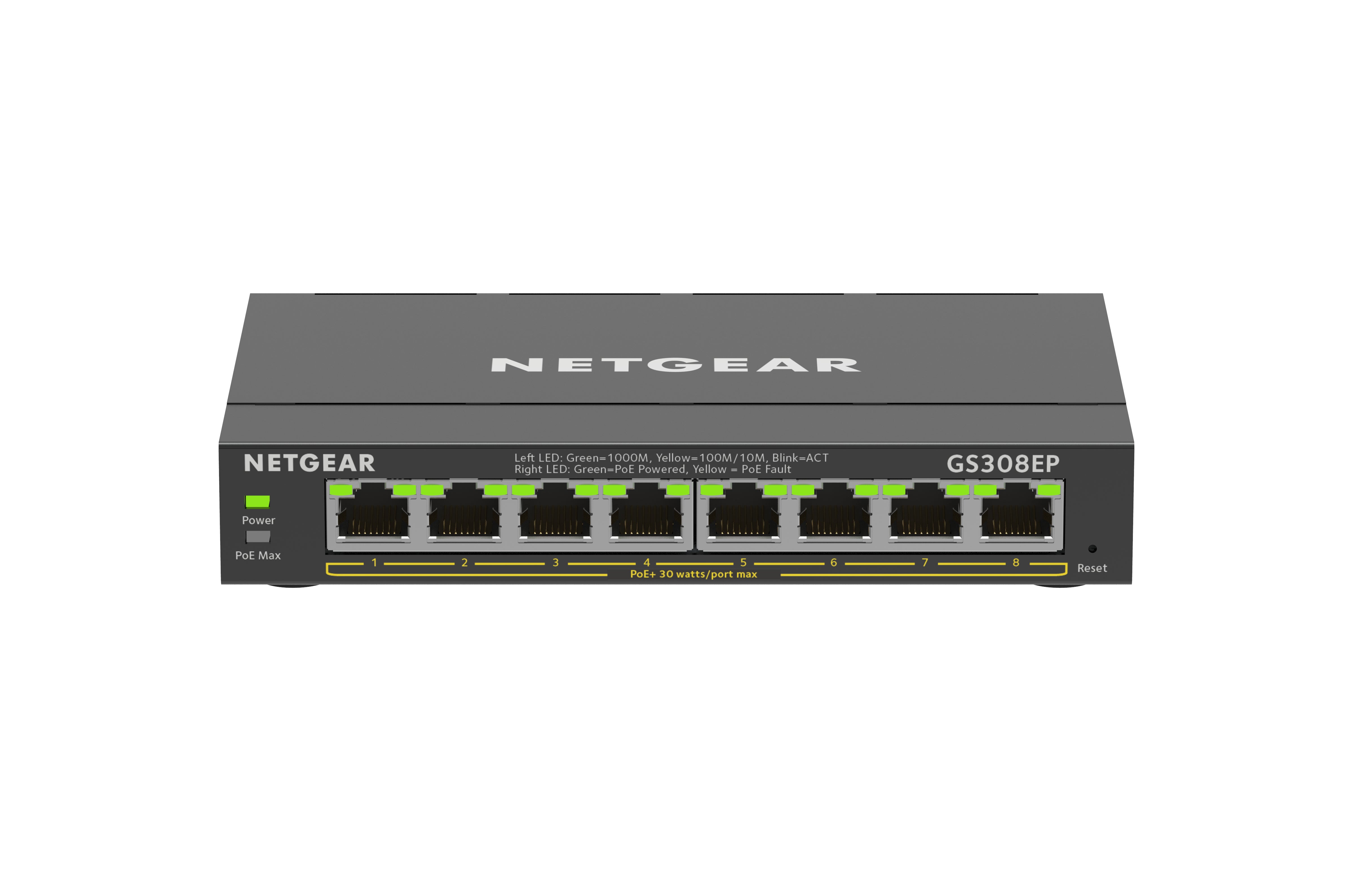 e NETGEAR 8-Port Gigabit Ethernet PoE+ Plus Switch (GS308EP) hanterad L2/L3 Gigabit Ethernet (10/100/1000) Strömförsörjnin