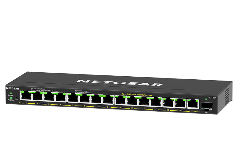 -100PES www.electricalstuff.se ElectricalStuff.se NETGEAR GS316EP-100PES nätverksswitchar hanterad Gigabit Ethernet (10/10