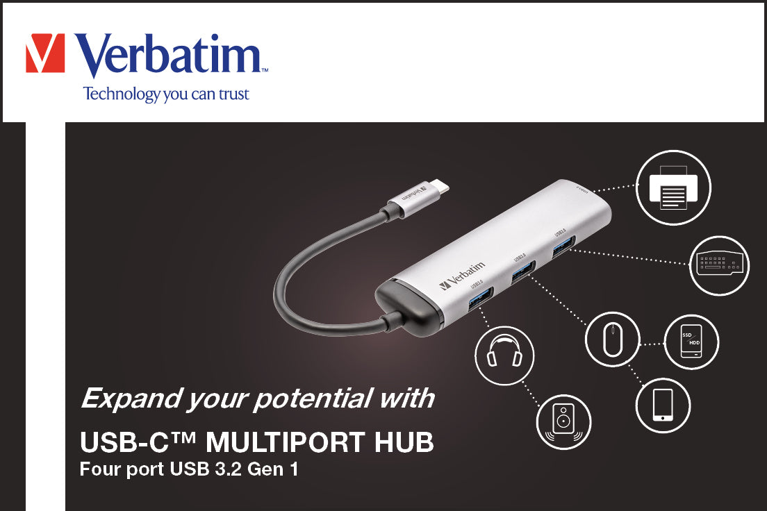ctricalstuff.se ElectricalStuff.se Verbatim USB-C Multiport Hub USB 3.2 Gen 1 (3.1 Gen 1) Type-C 5000 Mbit/s Grå Verbatim