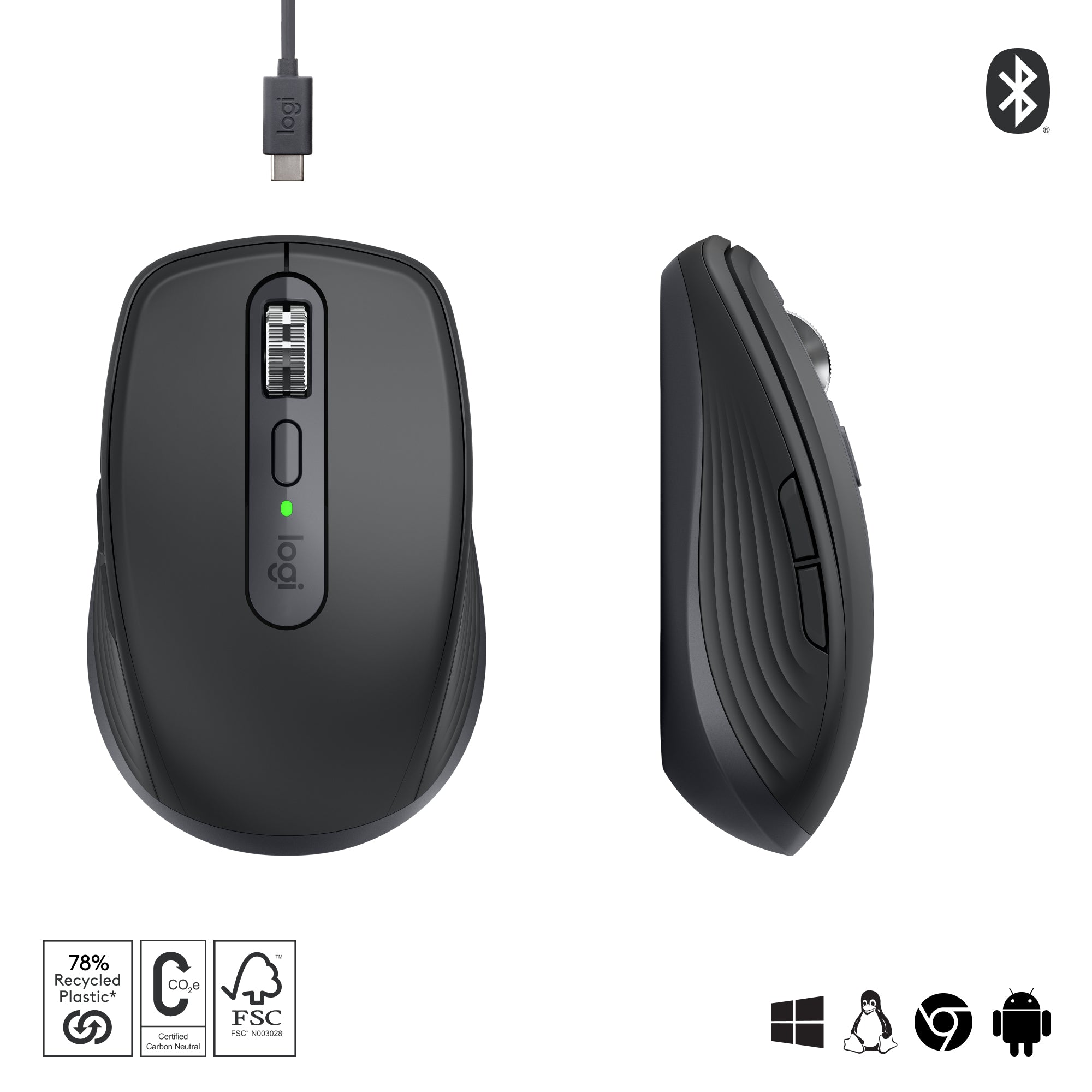f.se Logitech MX Anywhere 3S datormöss Kontor högerhand Trådlös RF + Bluetooth laser 8000 DPI Logitech 910-006929 50992061