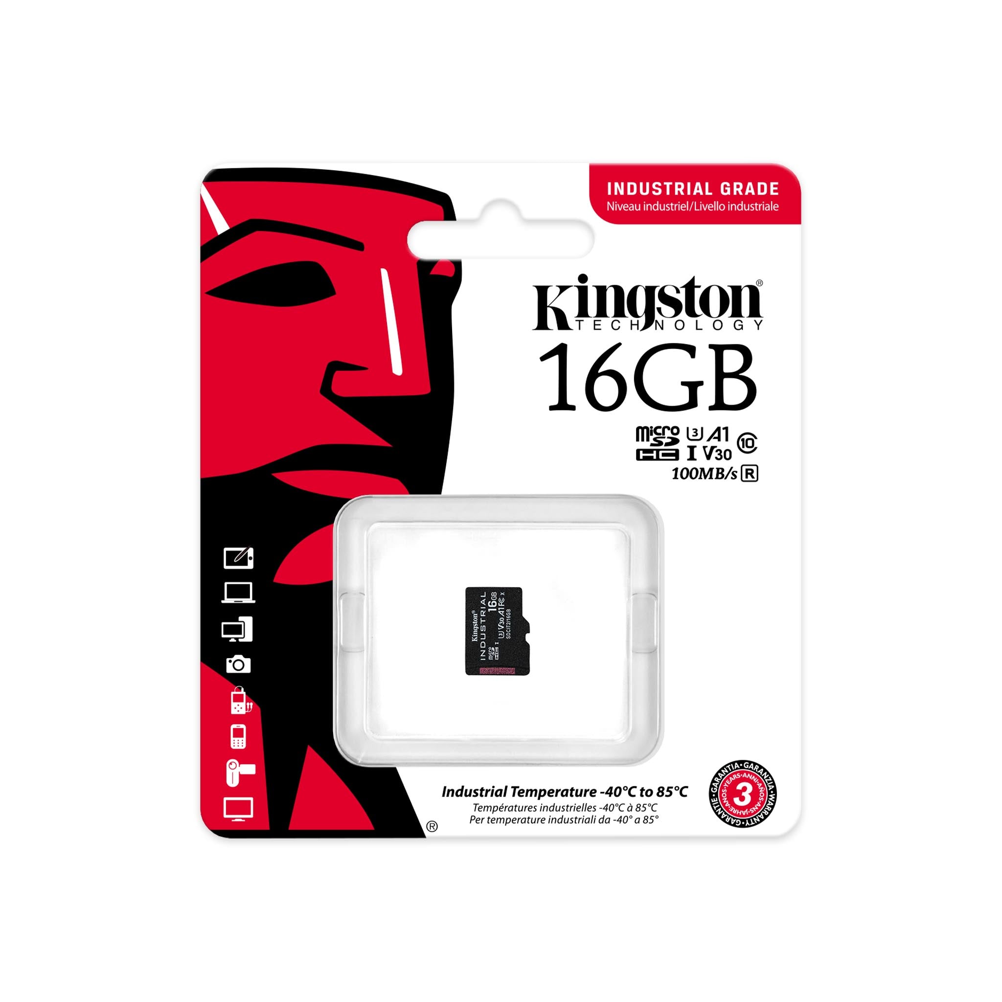 hnology Industrial 16 GB MicroSDHC UHS-I Klass 10 Kingston Technology SDCIT2/16GBSP 0740617321098|740617321098 Flashminne