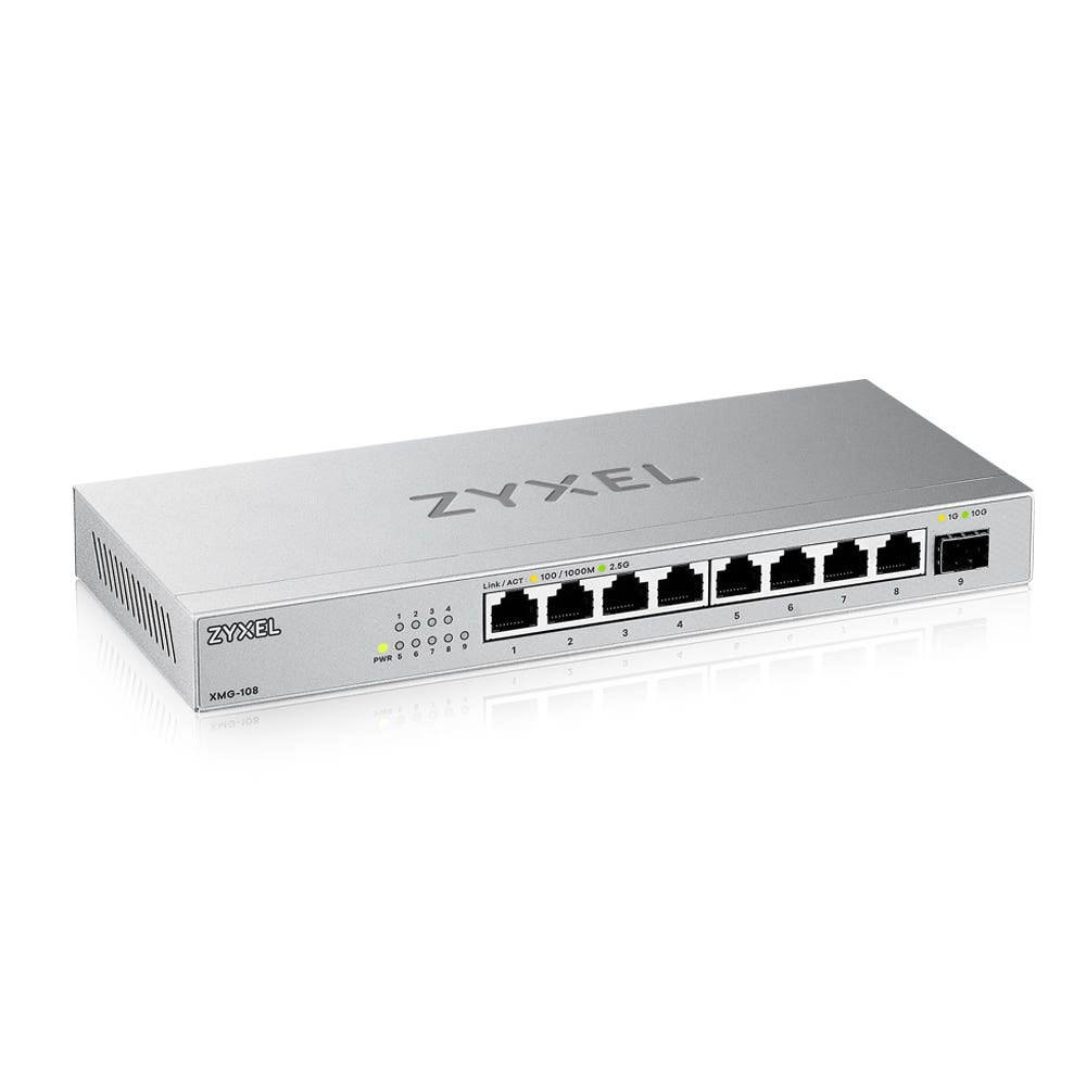 www.electricalstuff.se ElectricalStuff.se Zyxel XMG-108 Ohanterad 2.5G Ethernet (100/1000/2500) Silver Zyxel XMG-108-ZZ010