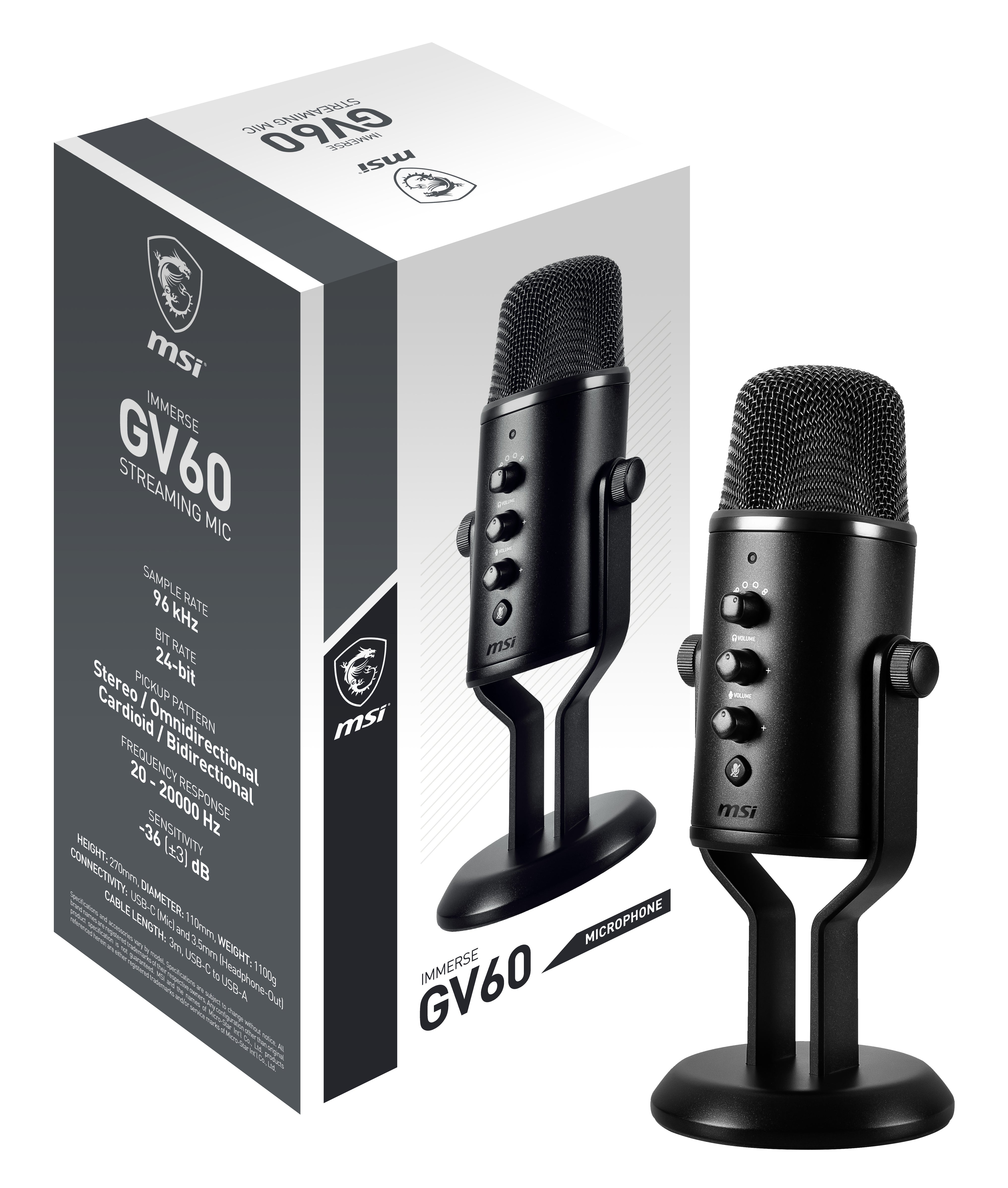 www.electricalstuff.se ElectricalStuff.se MSI IMMERSE GV60 STREAMING MIC mikrofoner Svart Mikrofon till spelkonsol MSI IMM