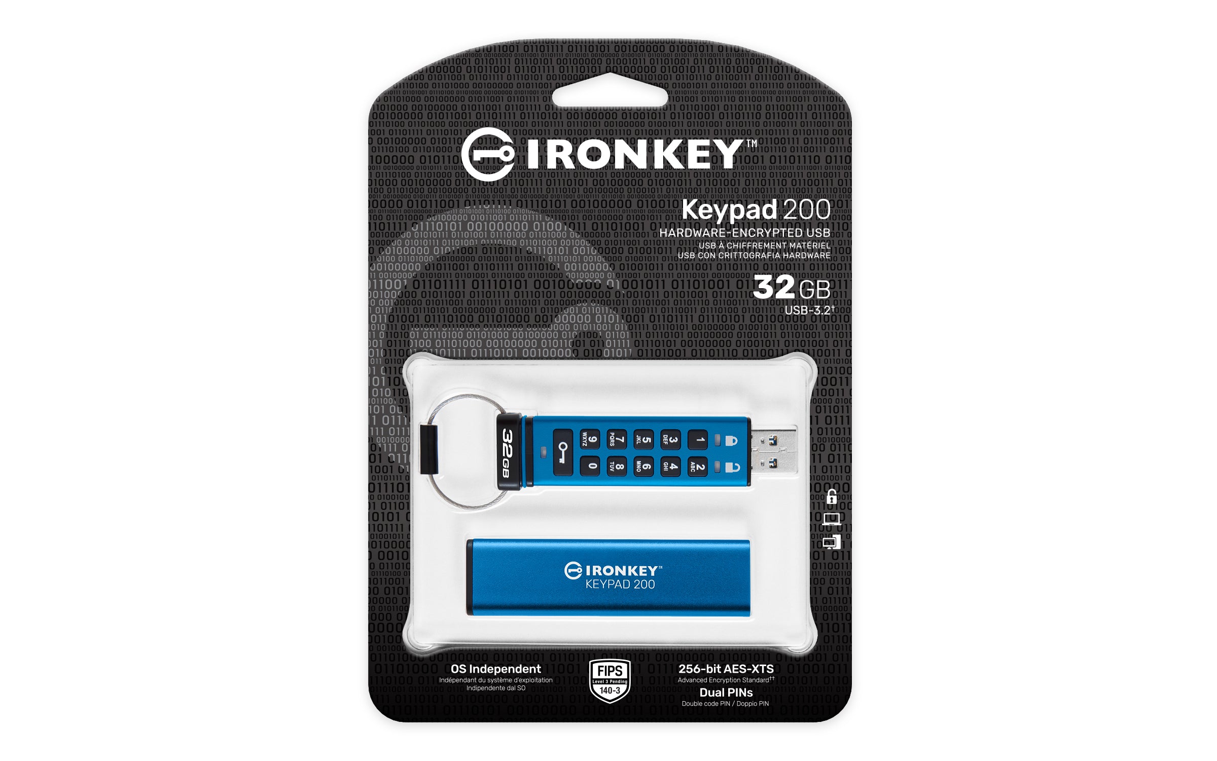 0/32GB 0740617330083|740617330083 USB-Sticka IronKey Keypad 200 www.electricalstuff.se ElectricalStuff.se Kingston Techno