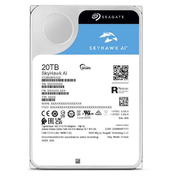 Seagate ST20000VE003 8719706436885|0763649181898|763649181898 Interna Hårddiskar SkyHawk SkyHawk AI www.electricalstuff.se