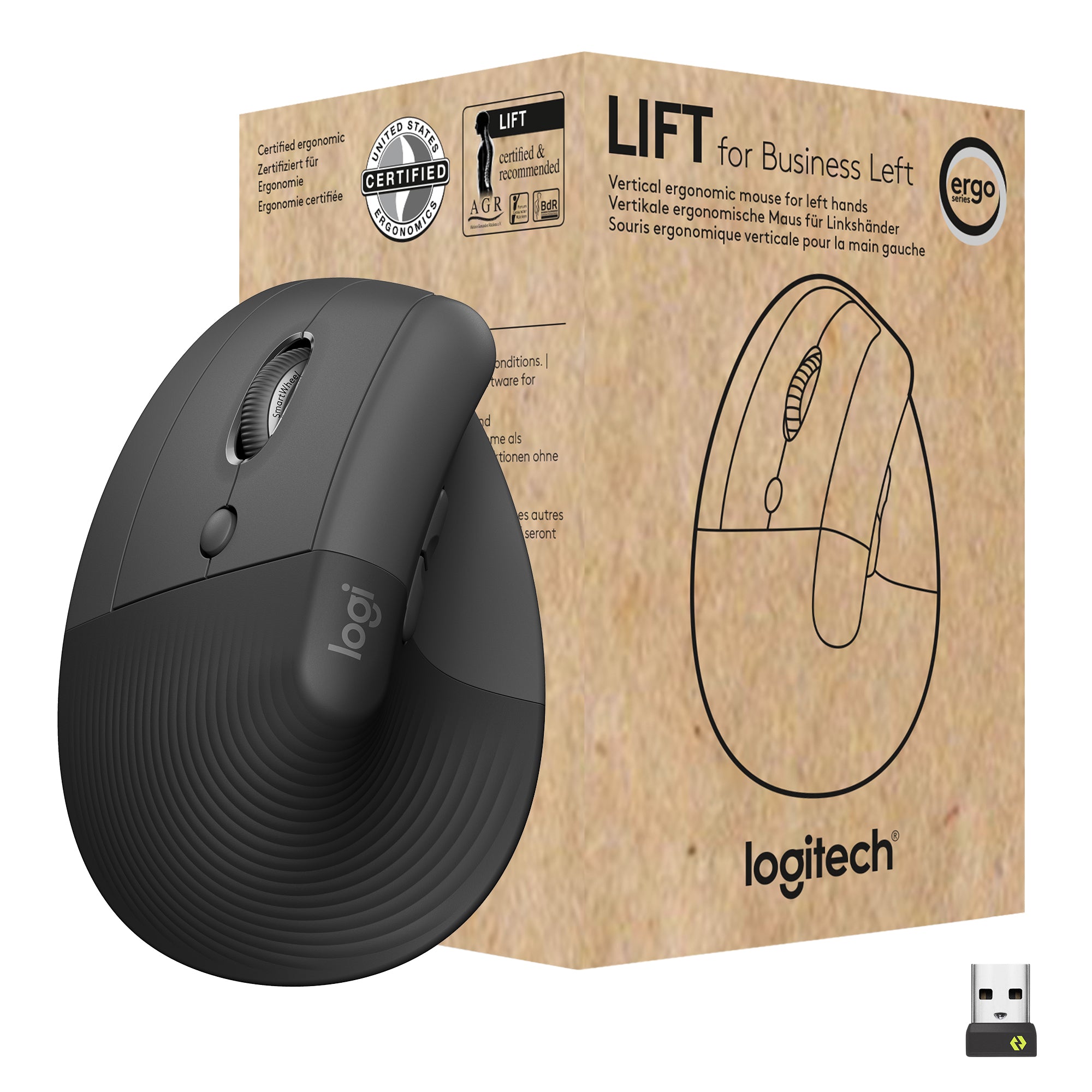 www.electricalstuff.se ElectricalStuff.se Logitech Lift for Business datormöss Kontor vänster hand Trådlös RF + Bluetooth